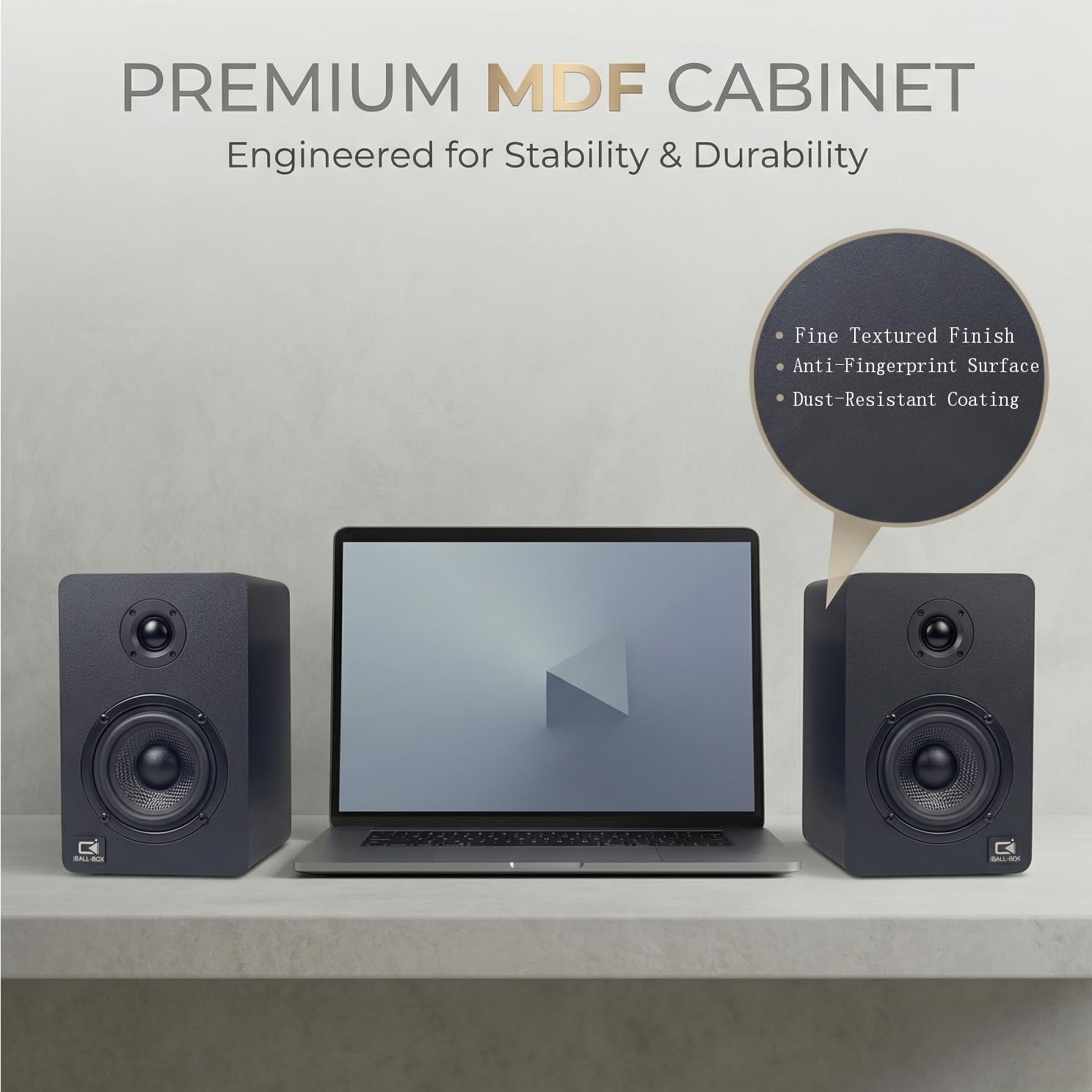 Detalle de IBALL·BOX H1 Powered Computer Speakers, 60W Stereo with Bluetooth 5.3
