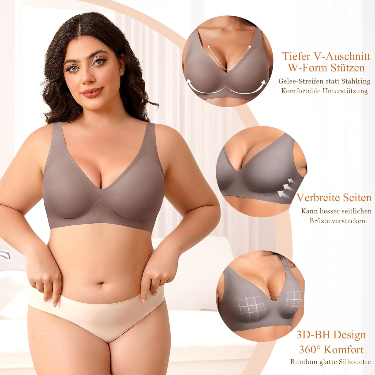 Detalle 2 de Nahtloser V-Ausschnitt BH für Damen