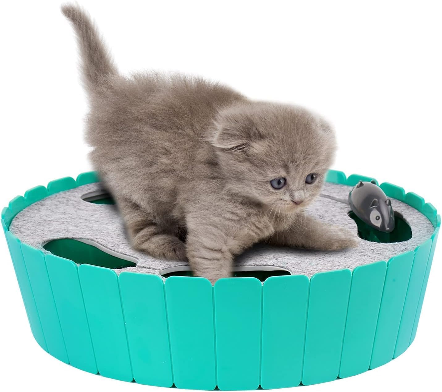 Detalle de Pawaboo Interactive Cat Toy With Running Mouse (Lake Blue) – Indoor Teaser for Curious Cats
