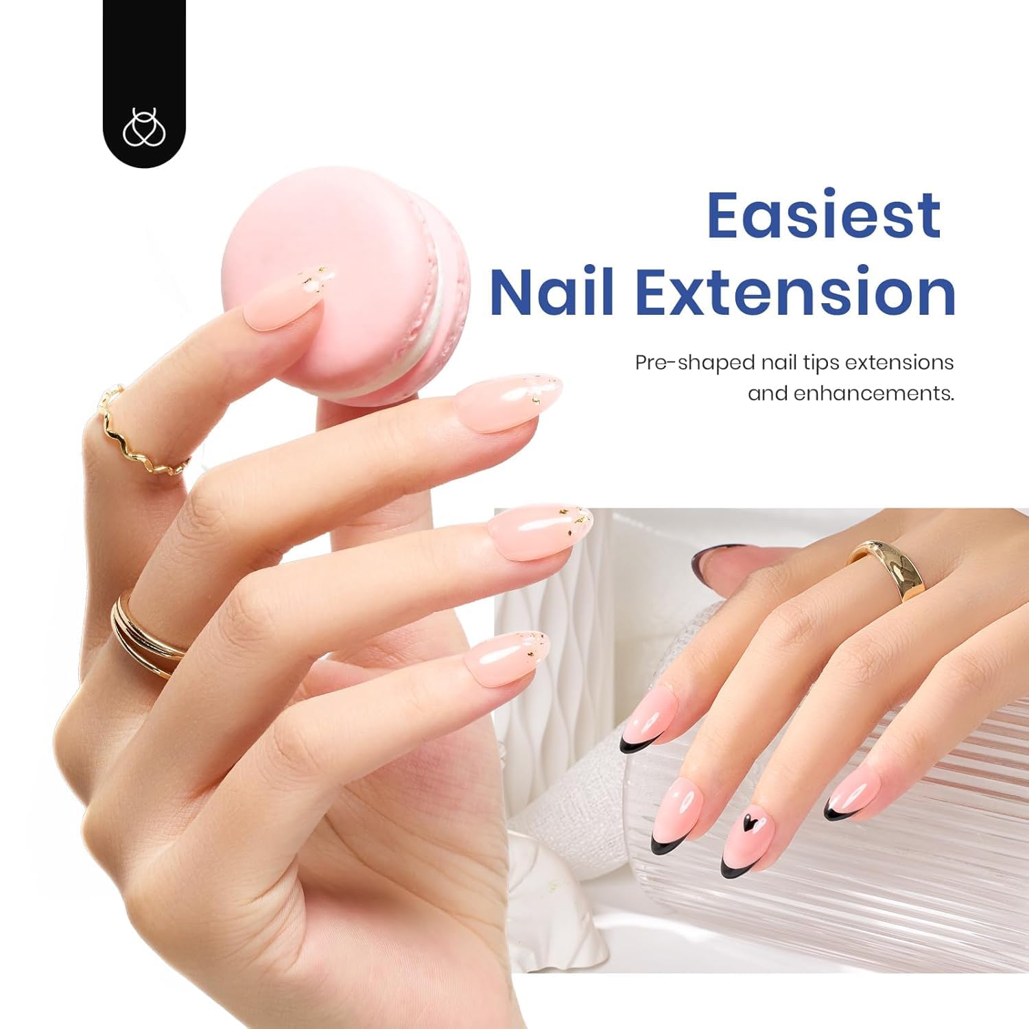 Detalle 2 de Beetles Gel Nail Kit with Short Almond Tips – 240 Pcs, 9-in-1 Glue Gel, UV LED Lamp