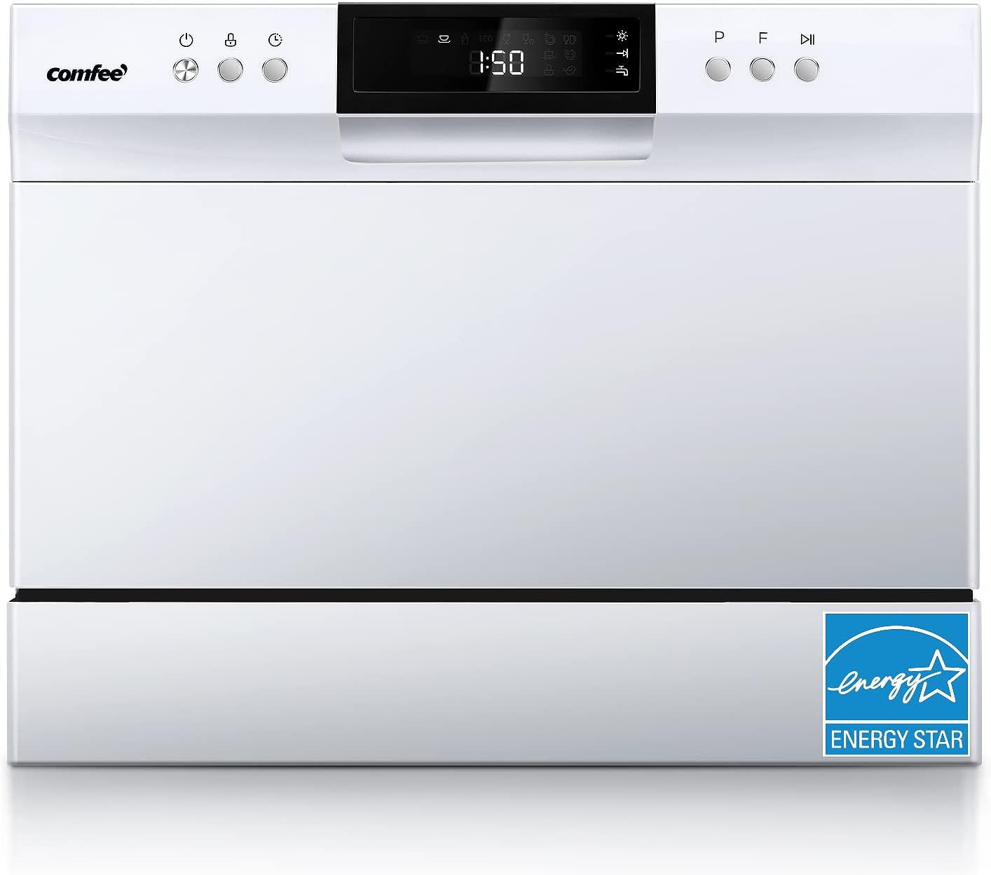 Detalle de COMFEE’ CDC22P2AWW Countertop Dishwasher, 6 Place Settings, 8 Wash Cycles
