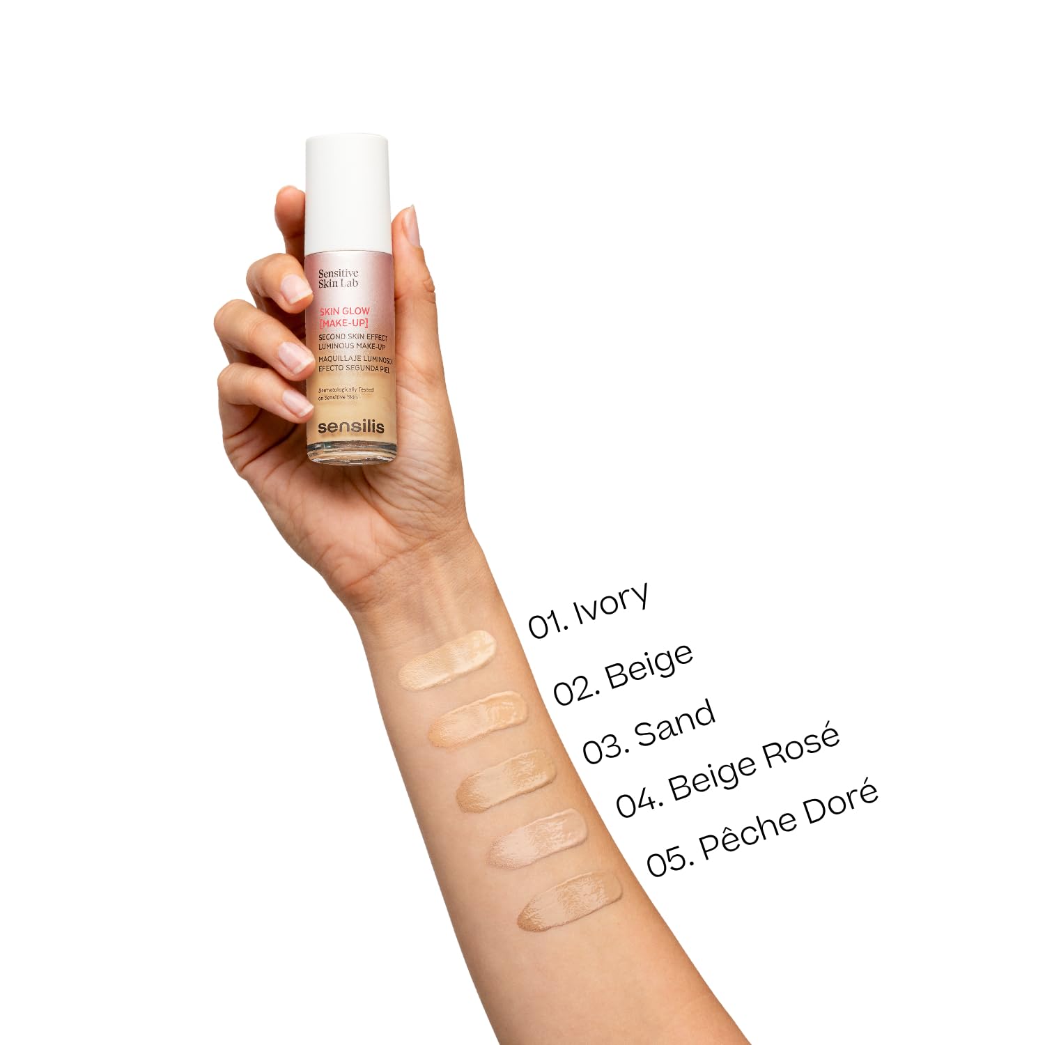 Detalle de Sensilis Skin Glow Make-Up – Antioxidative Foundation mit Vitamin C & Hyaluronsäure, Farbton Beige (02), 30 ml