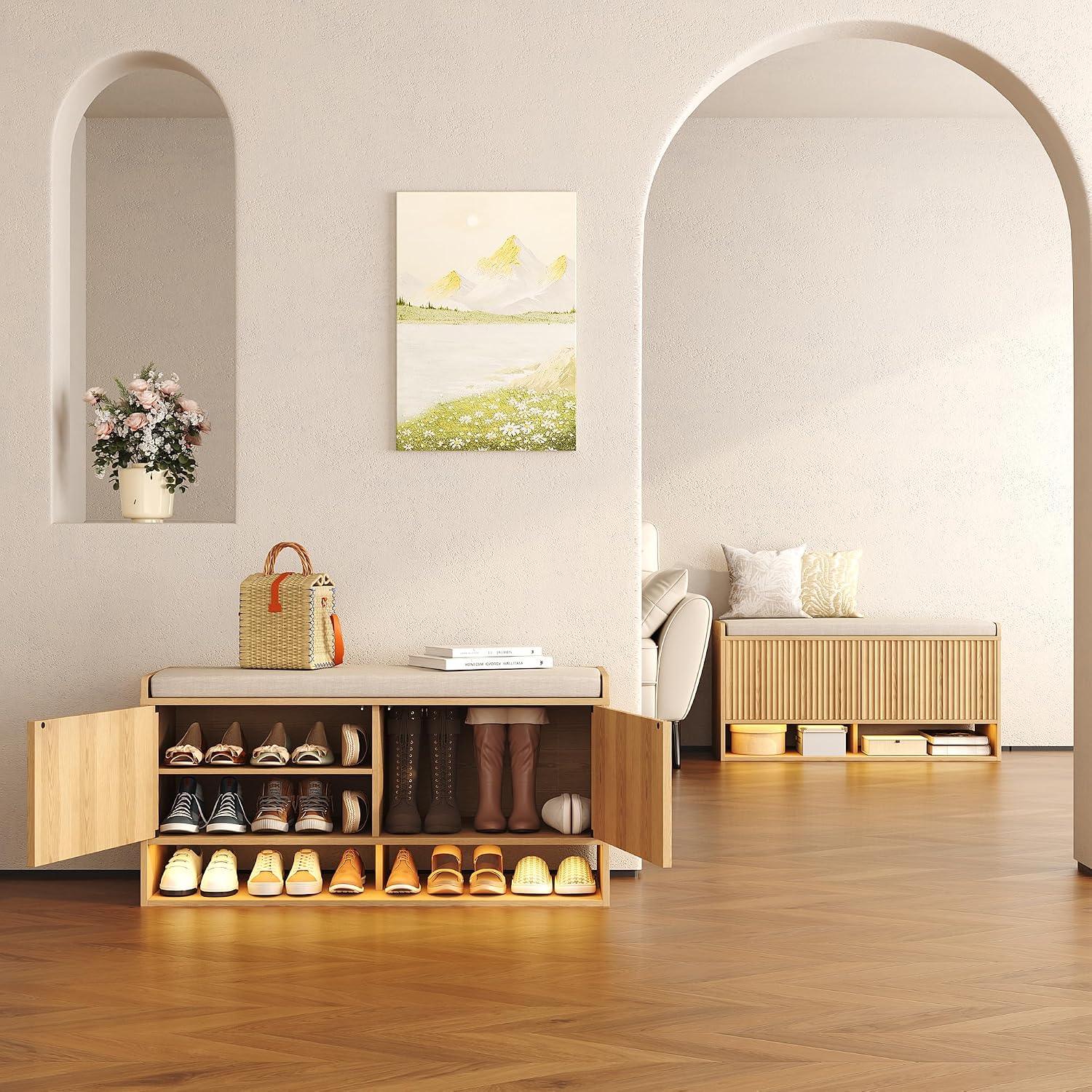 Detalle de HOMEFORT Shoe Storage Bench, 39.4-Inch