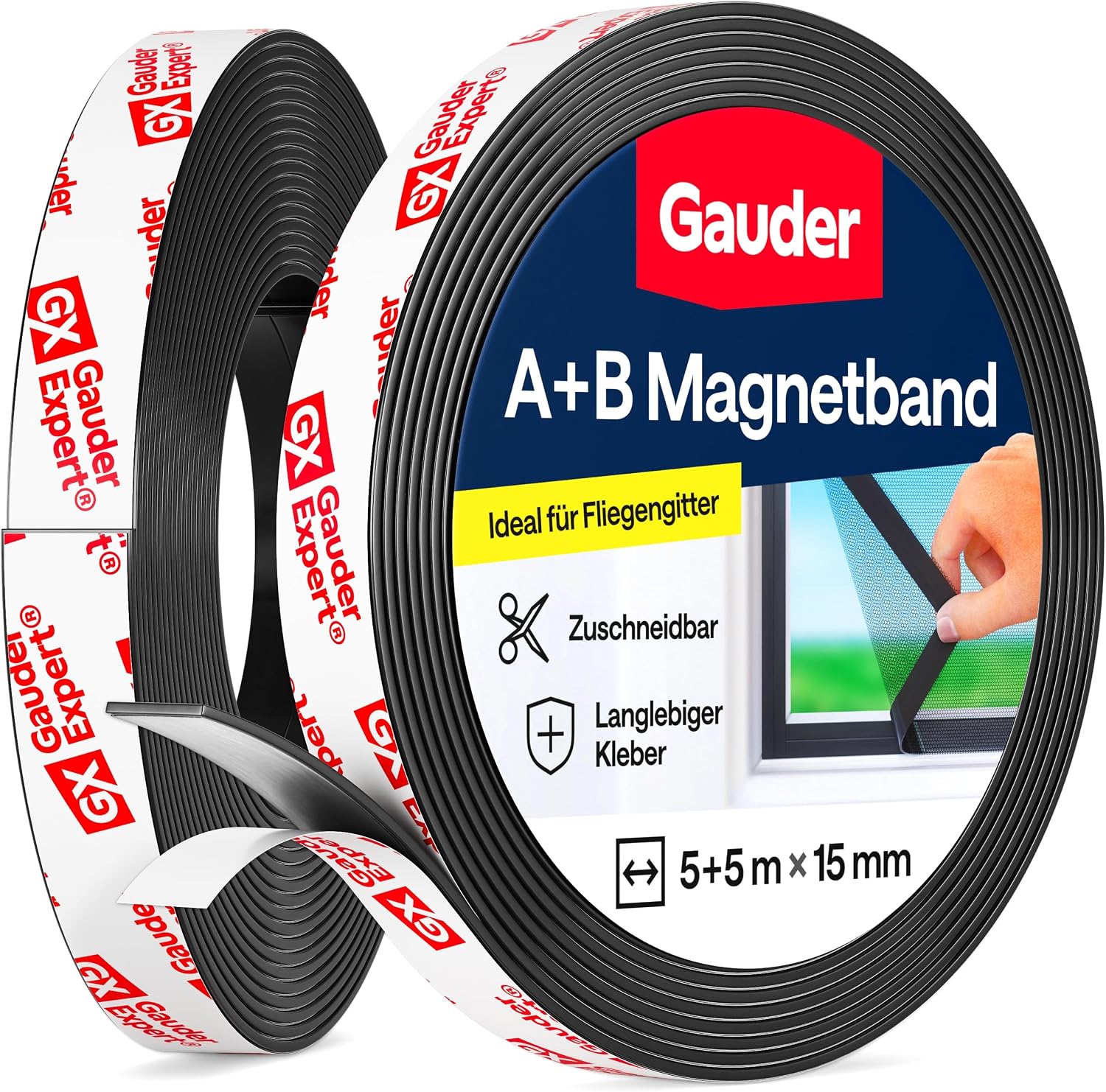 GAUDER Typ A + B Magnetband stark, selbstklebend für Fliegengitter & Vorhänge (5 m + 5 m)