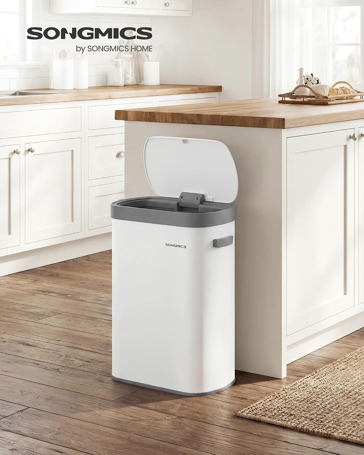 Detalle 2 de SONGMICS LTB640WZ02 kökssoptunna, 50 liter, sensor och touch, vit