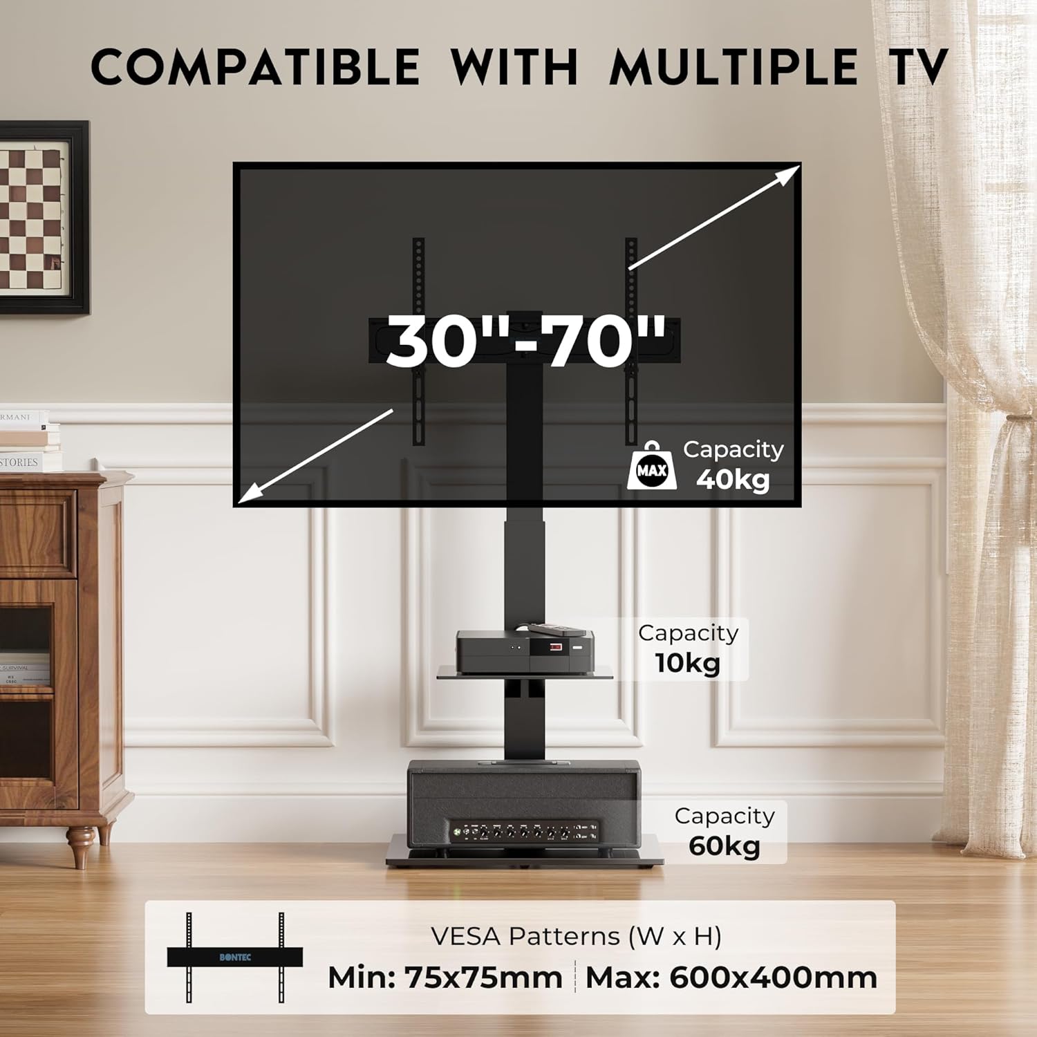 Thumbnail 1 de BONTEC Floor TV Stand 30–70 inch