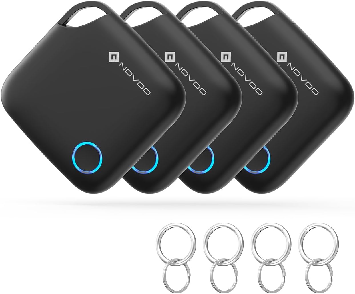 Detalle de NOVOO Smart Tag for Apple Find My (iOS Only) – 4 Pack with Loud 80dB Alarm & Replaceable Battery