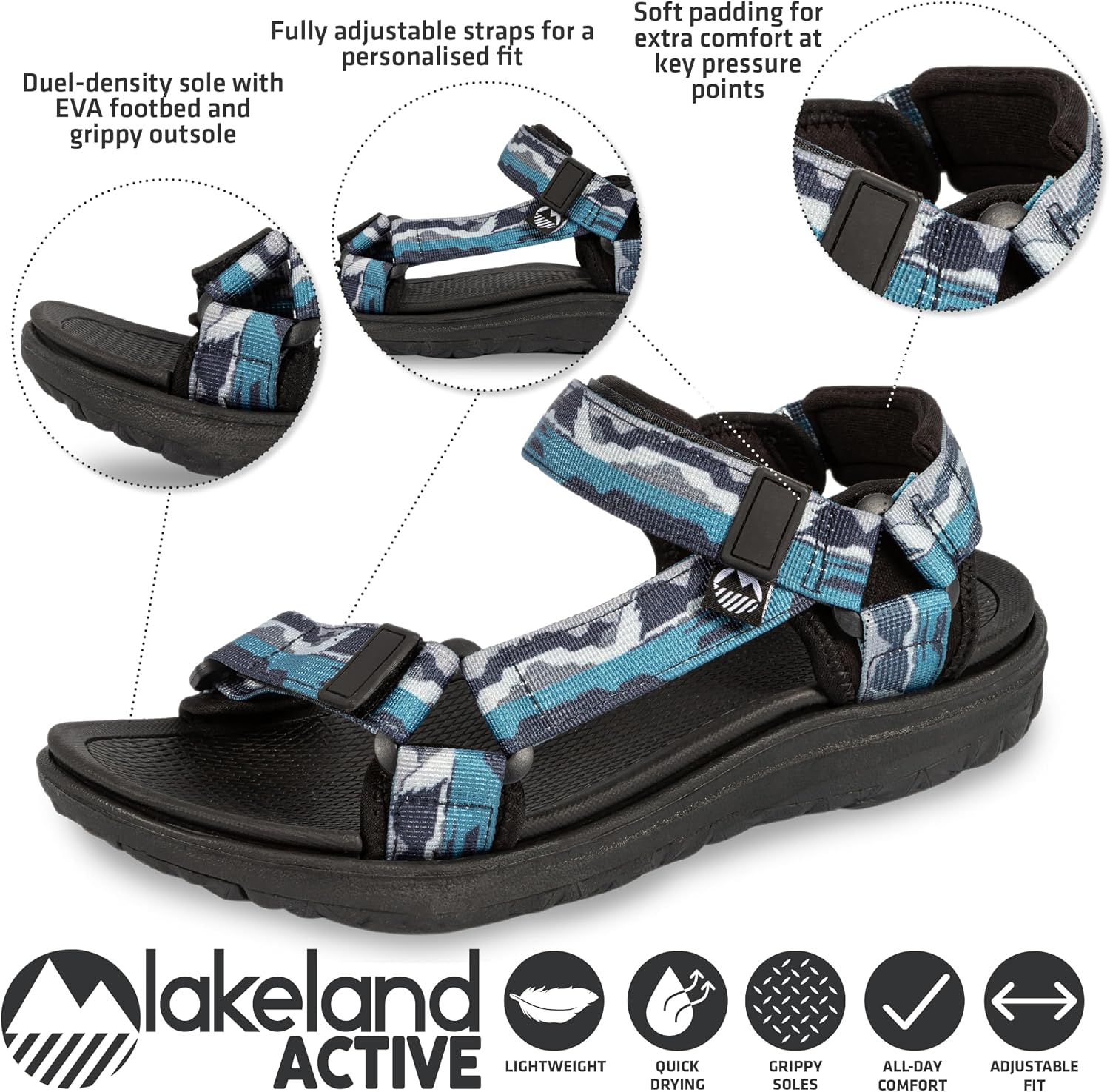 Detalle 2 de Lakeland Active Men's Stonethwaite Adjustable Outdoor Walking Trekking Sandals