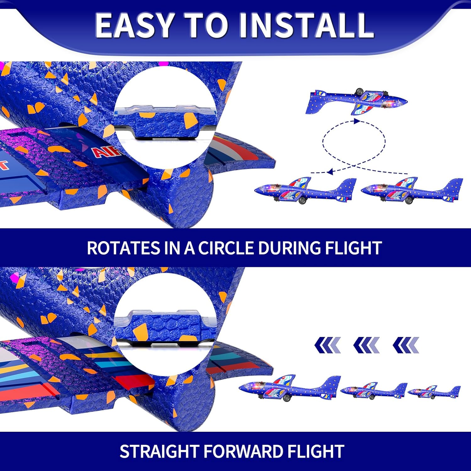 Thumbnail 3 de Doloowee 4 IN 1 Airplane Launcher Toys – LED Foam Glider with 2 Flight Modes for Outdoor Fun