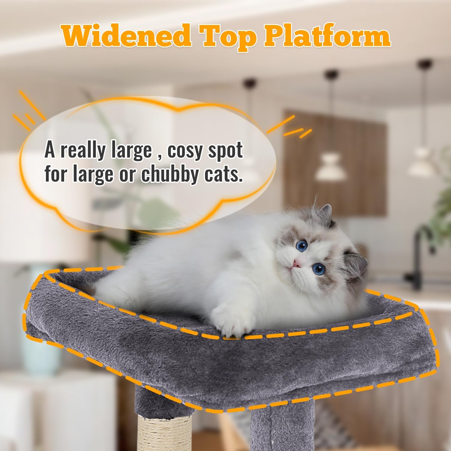 Detalle 2 de FDW 37.8 inch Cat Tree, 3-Level Tower with Sisal Posts and Plush Perches