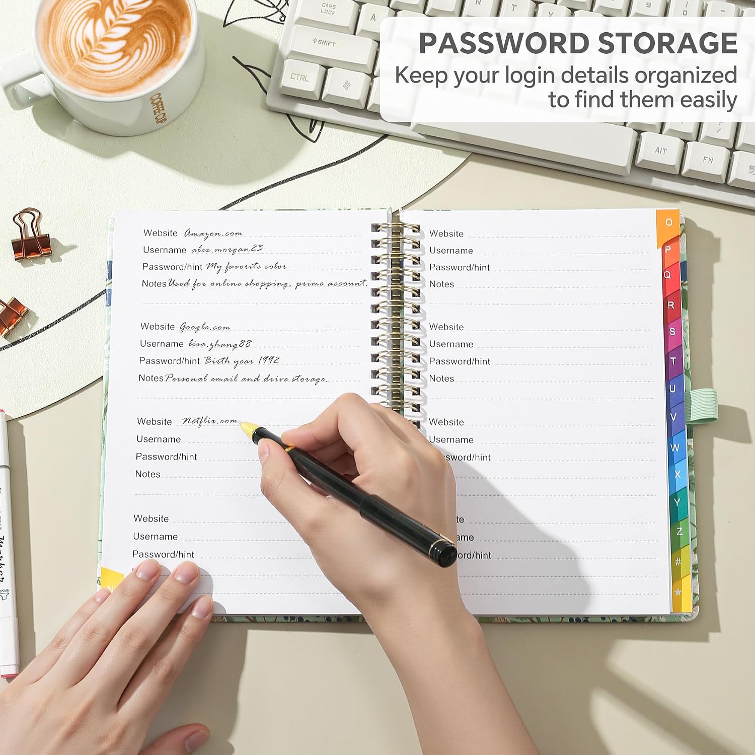 Thumbnail 6 de ZXHQ Password Book, 5.8" x 8.4" with A–Z Tabs and PU Leather Cover