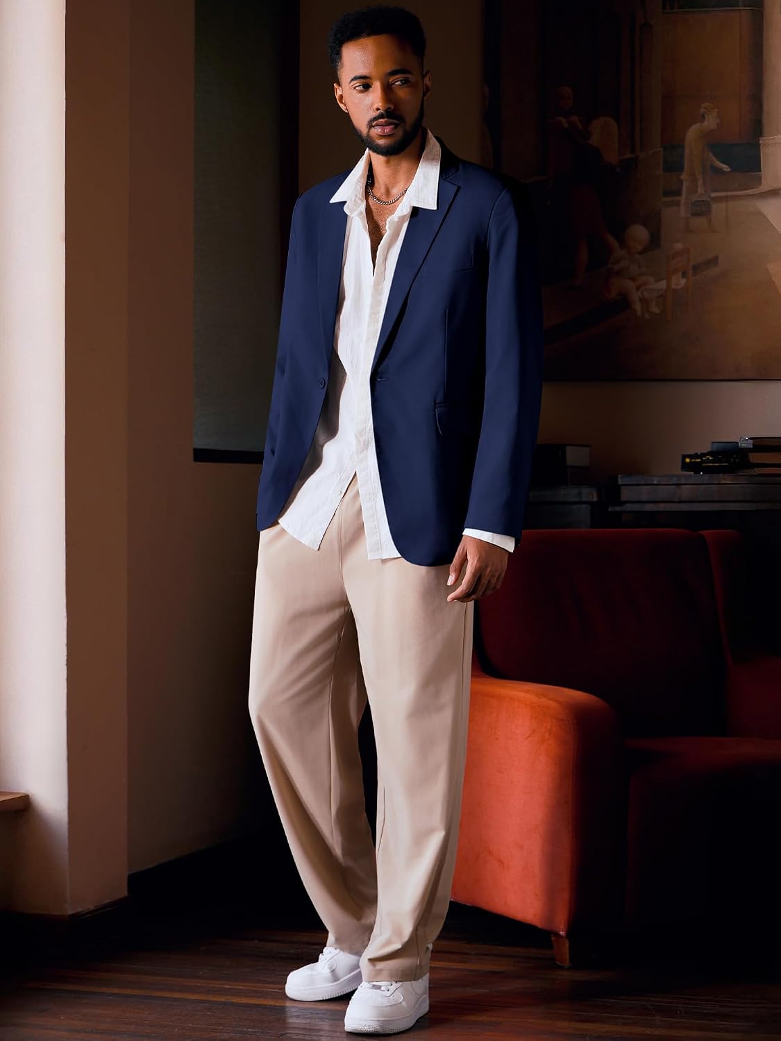 Detalle de MAGE MALE Men's Blazer, Polyester-Spandex Blend