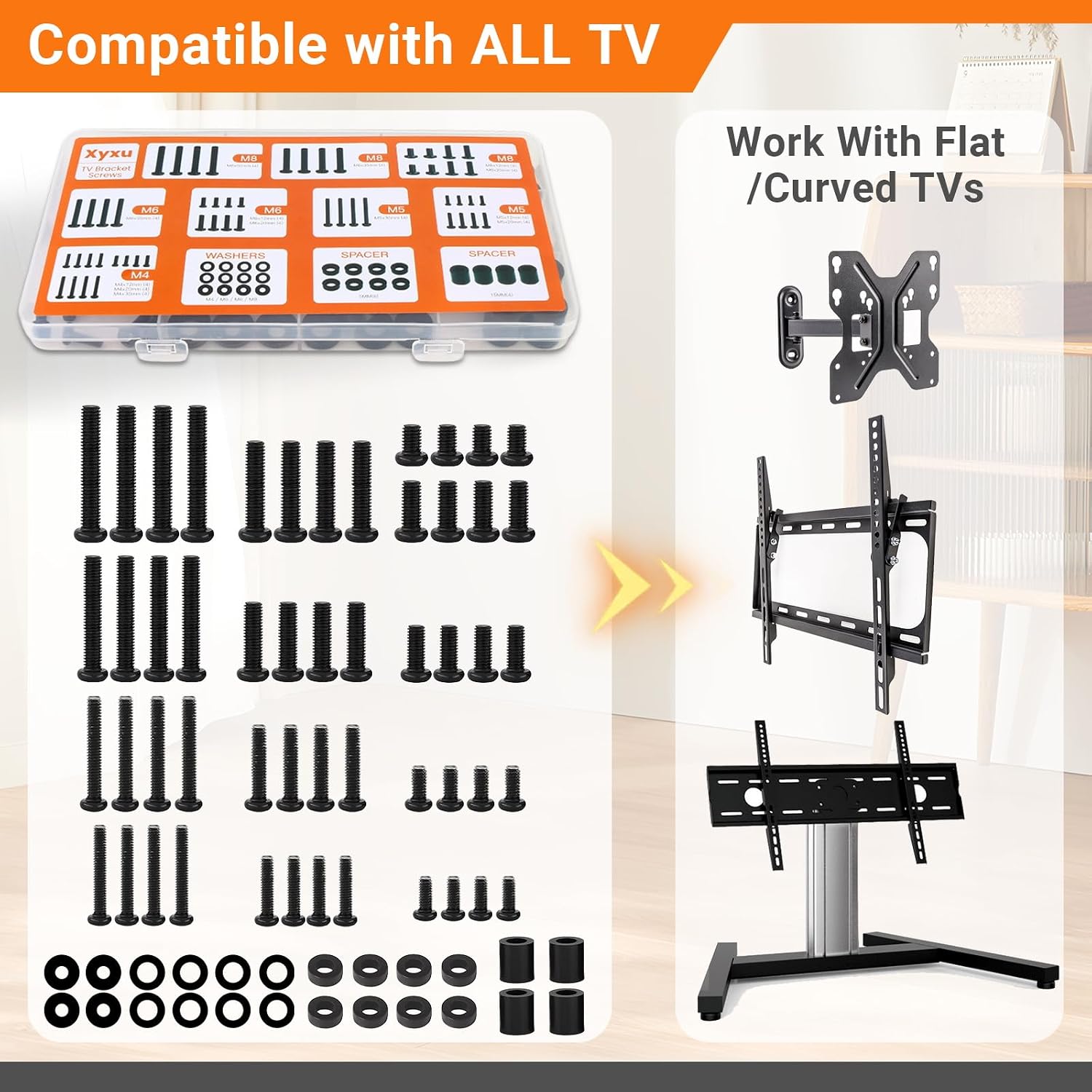Detalle 2 de Xyxu TV Bracket Screws 76-piece kit for 80-inch TVs