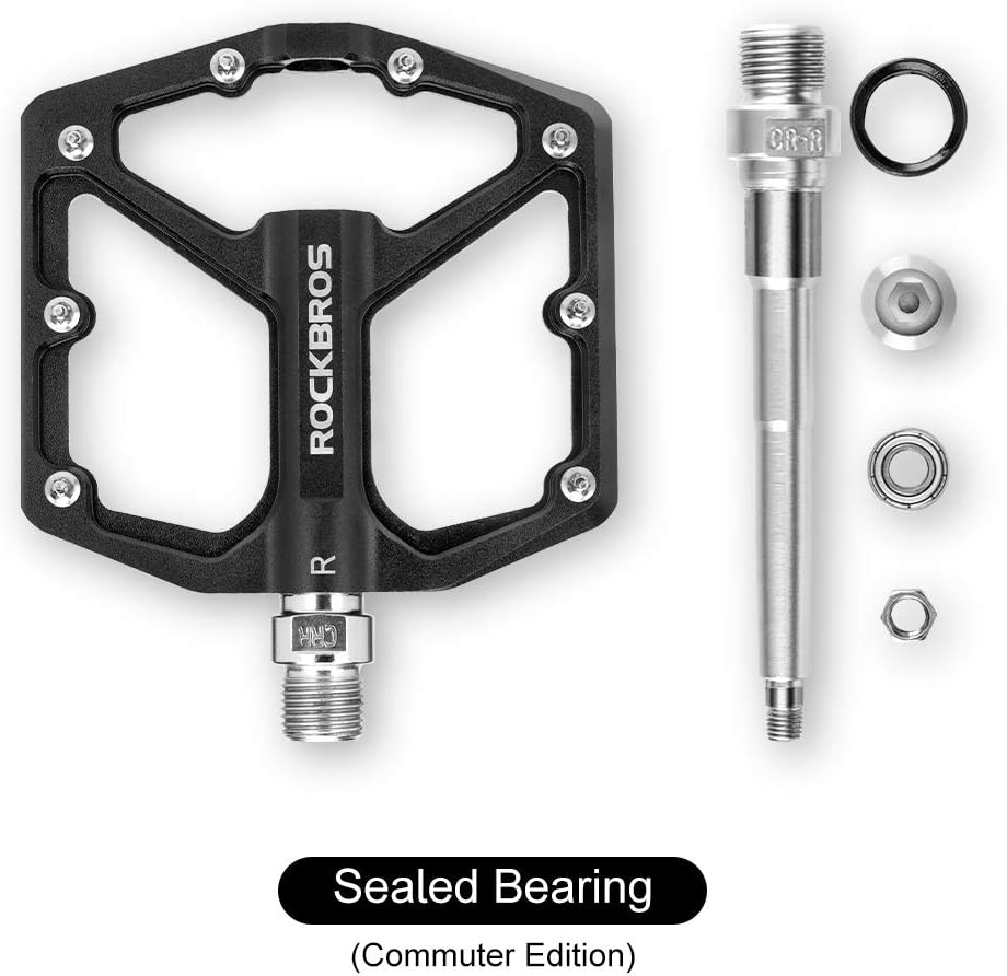 Detalle 2 de ROCKBROS Mountain Bike Pedals: Flat Aluminum 9/16" Sealed Bearing for MTB, Road, and More