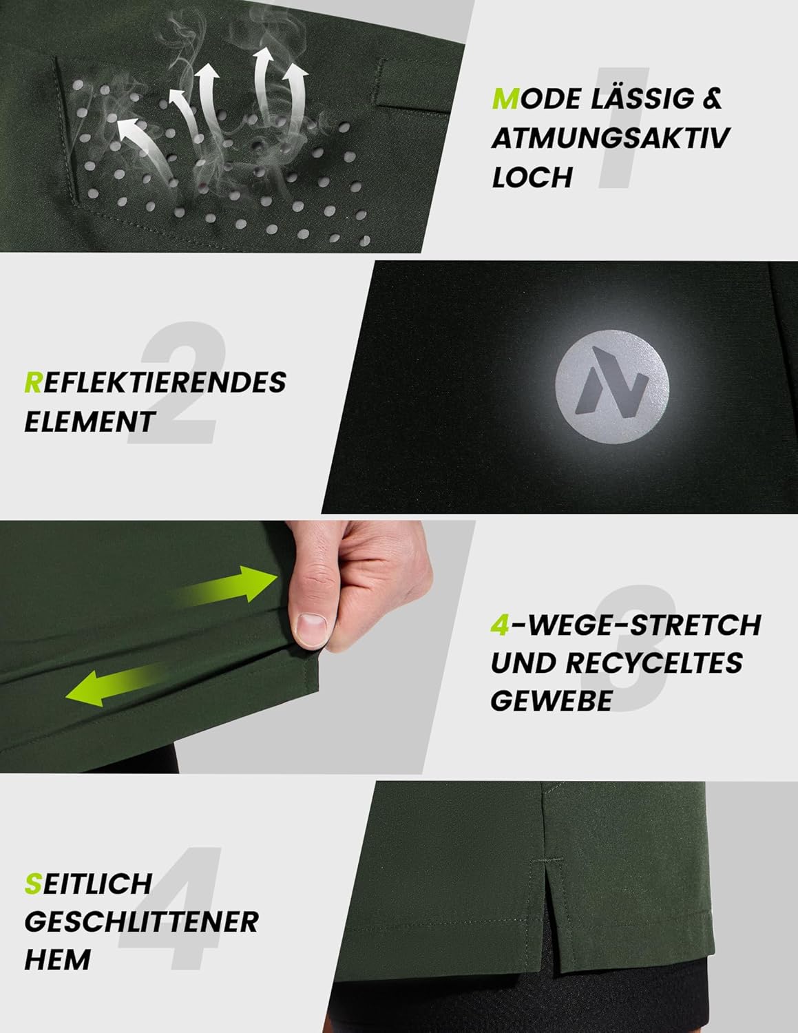 Thumbnail 4 de Nepest Herren MTB Shorts mit 4D Gel Polster, atmungsaktiv & schnelltrocknend – Mountainbike-Hose mit Taschen
