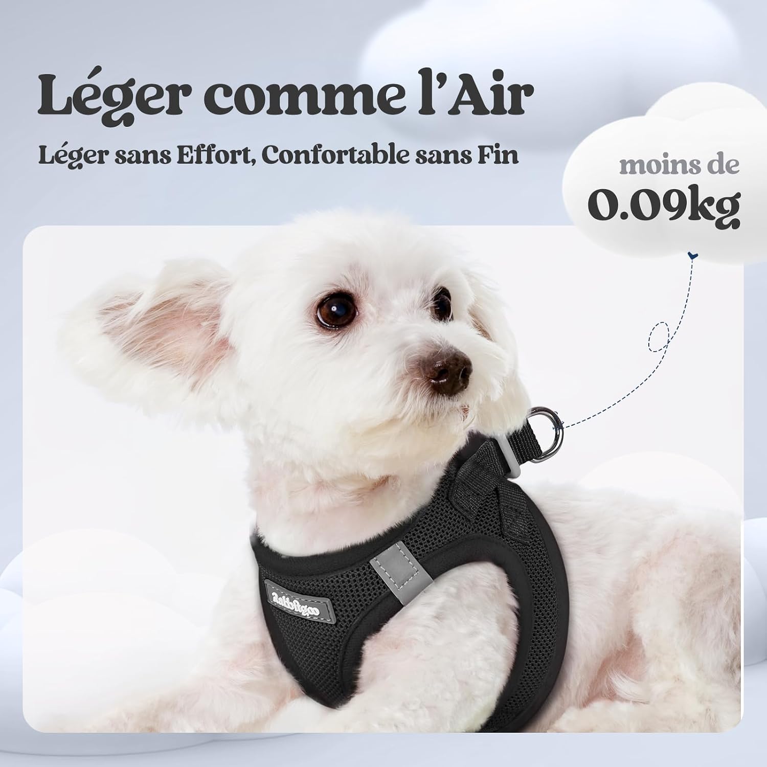 Detalle de Rabbitgoo Harnais Chien Petite Taille avec Laisse Réfléchissante – Harnais chiot en maille souple et laisse de 156 cm
