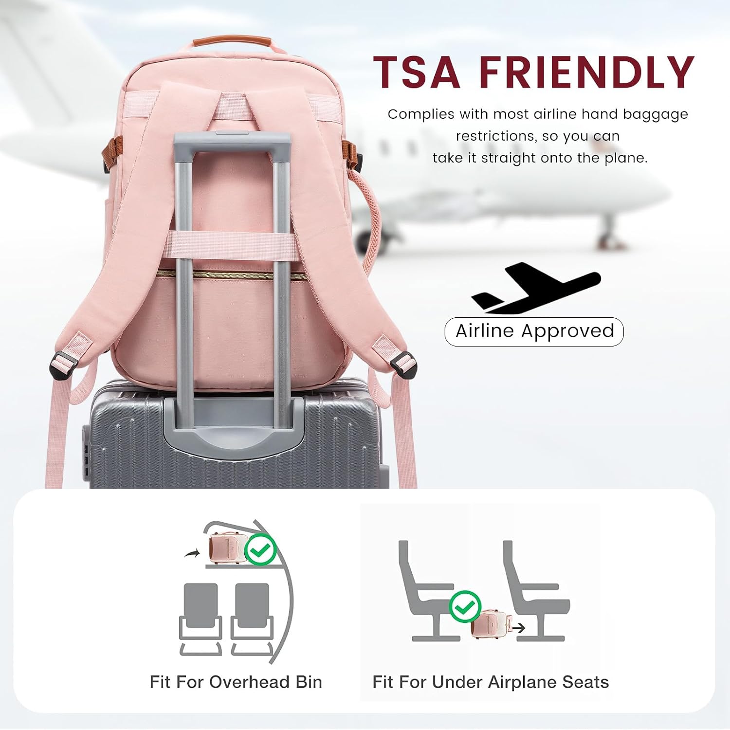 Detalle de LOVEVOOK 40L Travel Backpack — 17-inch carry-on
