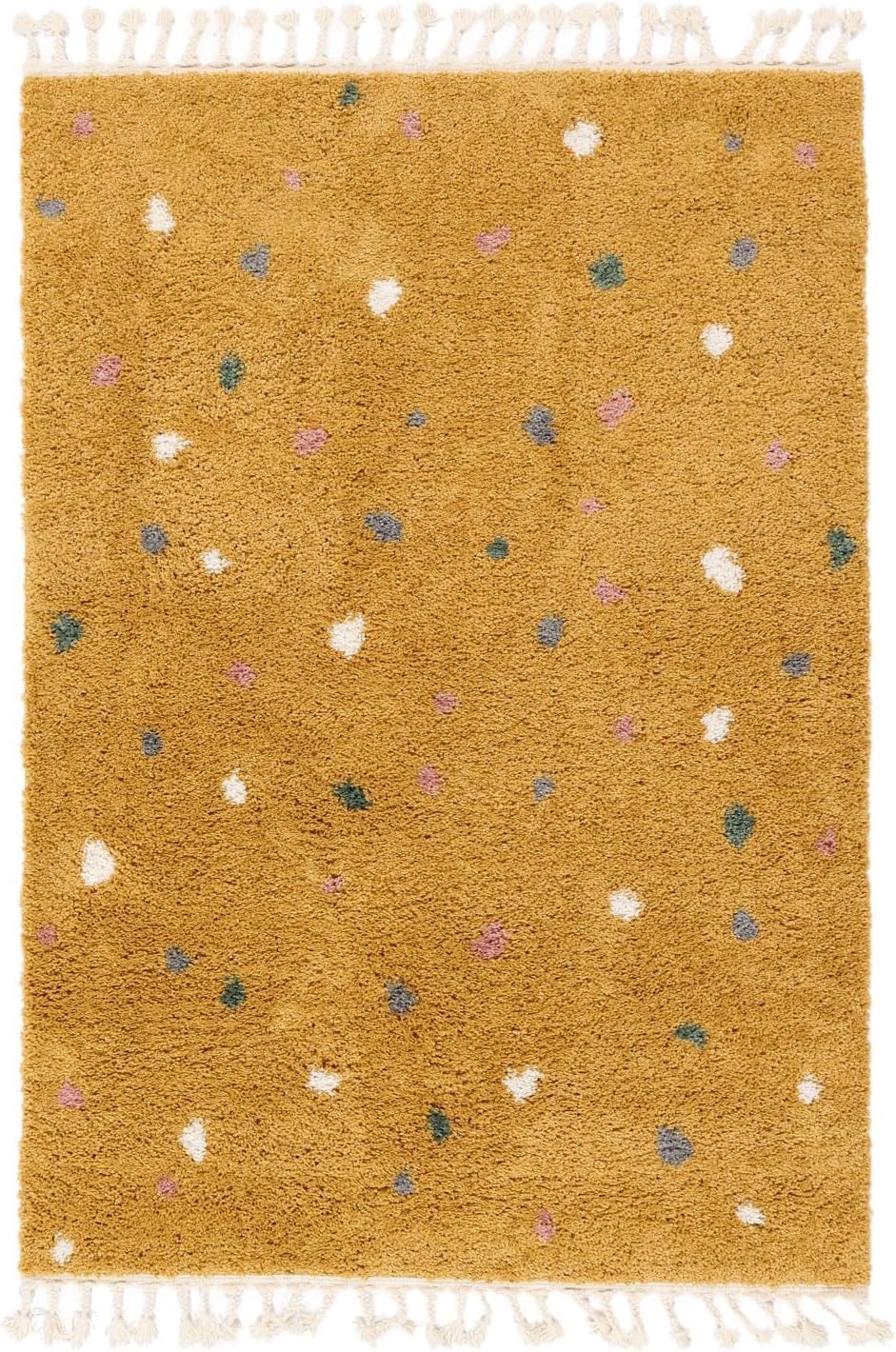 Detalle de RugVista Confetti Kids Rug, 140 x 200 cm, Yellow, Medium Pile