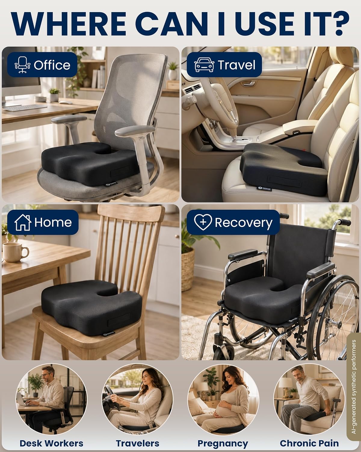 Thumbnail 2 de 5 Stars United ergonomic seat cushion 46 x 36 x 7.5 cm