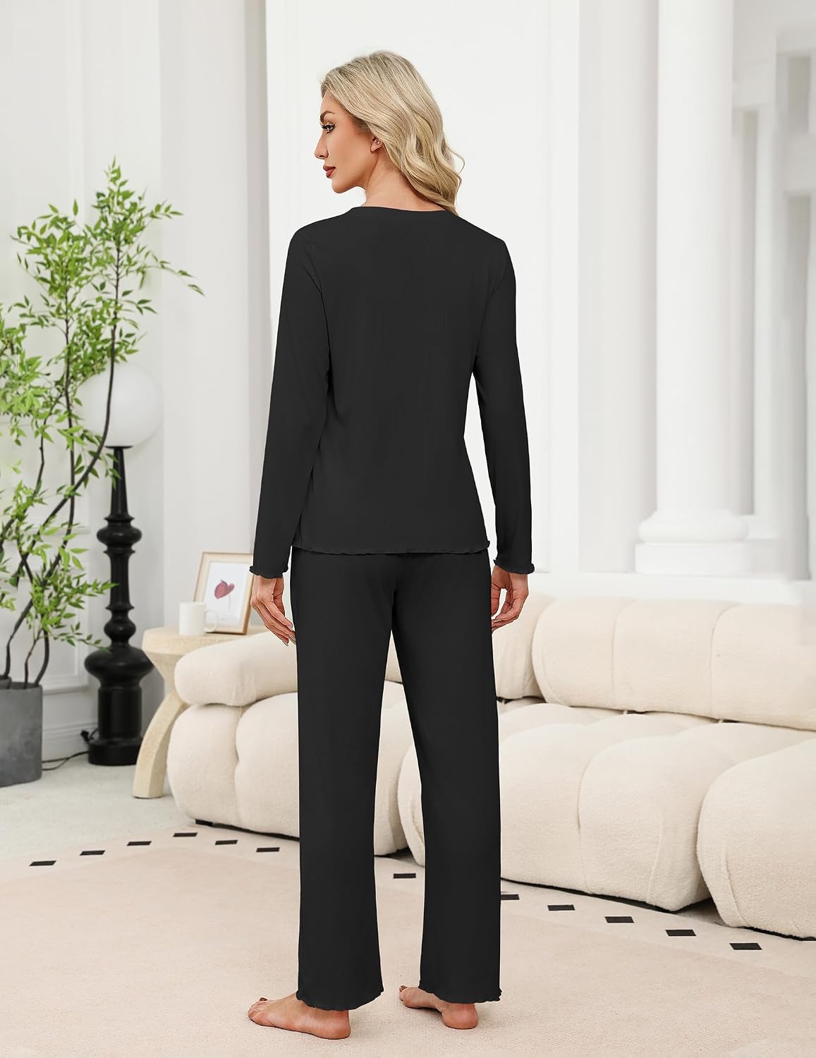 Detalle 2 de Pyjama femme Ekouaer 2 pièces hivert S-XXL