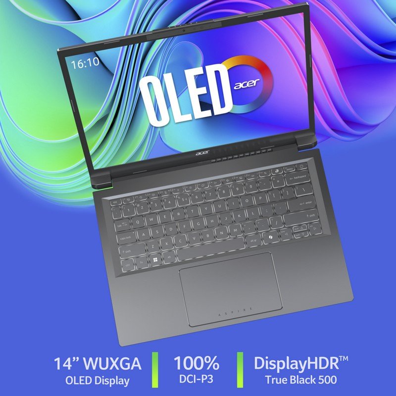 Detalle de Portátil Acer Aspire 14 AI A14-52M-56CP 14” con Intel Ultra 5, 16 GB y 512 GB SSD