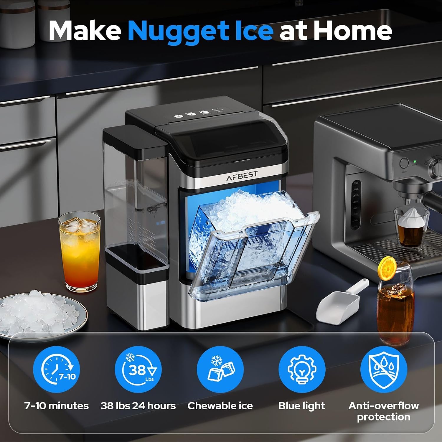 Thumbnail 1 de AFBEST Nugget Ice Maker with 3L Tank