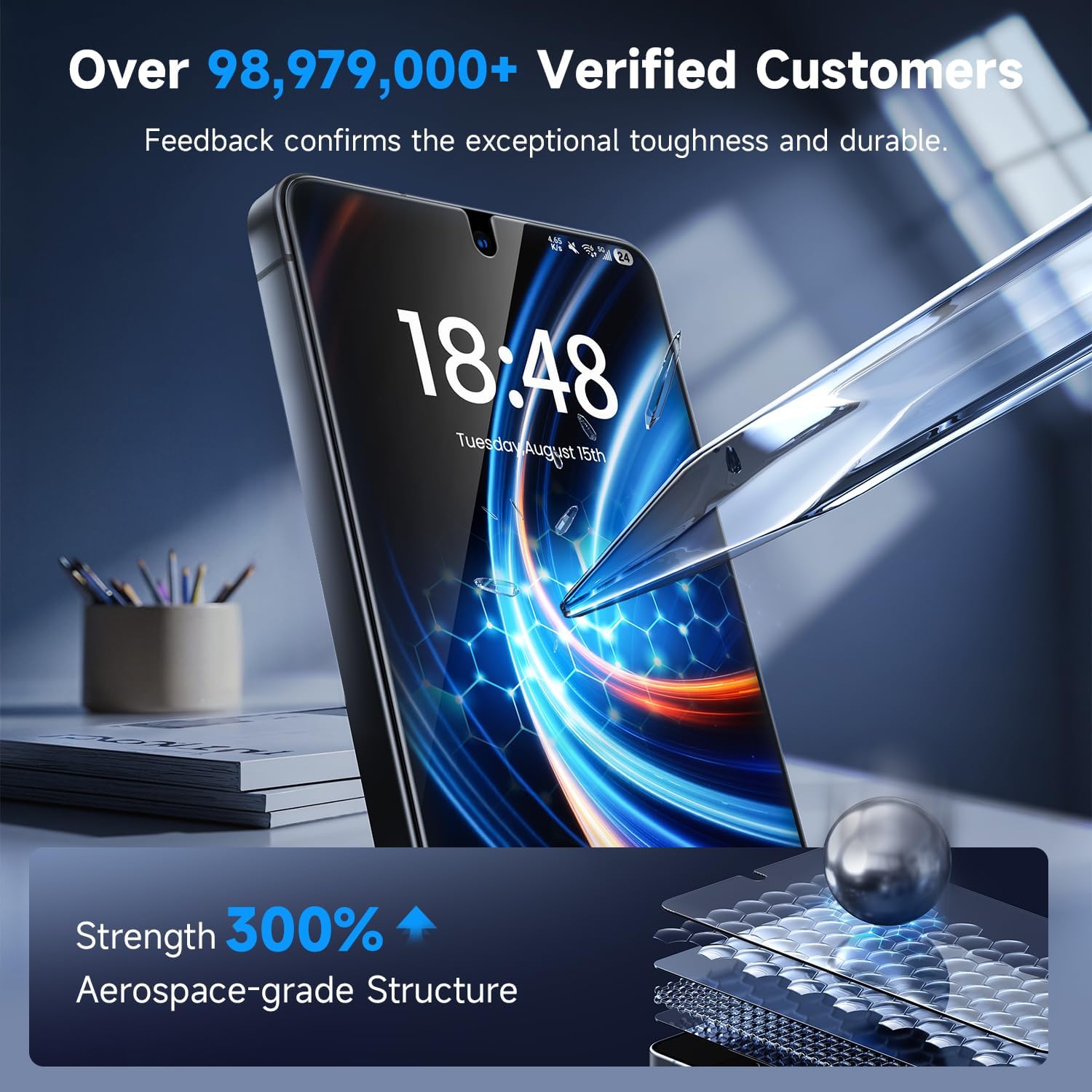 Thumbnail 2 de WSKEN Screen Protector for Samsung Galaxy S26 Ultra – 9H+ tempered glass with auto dust removal and fingerprint unlock