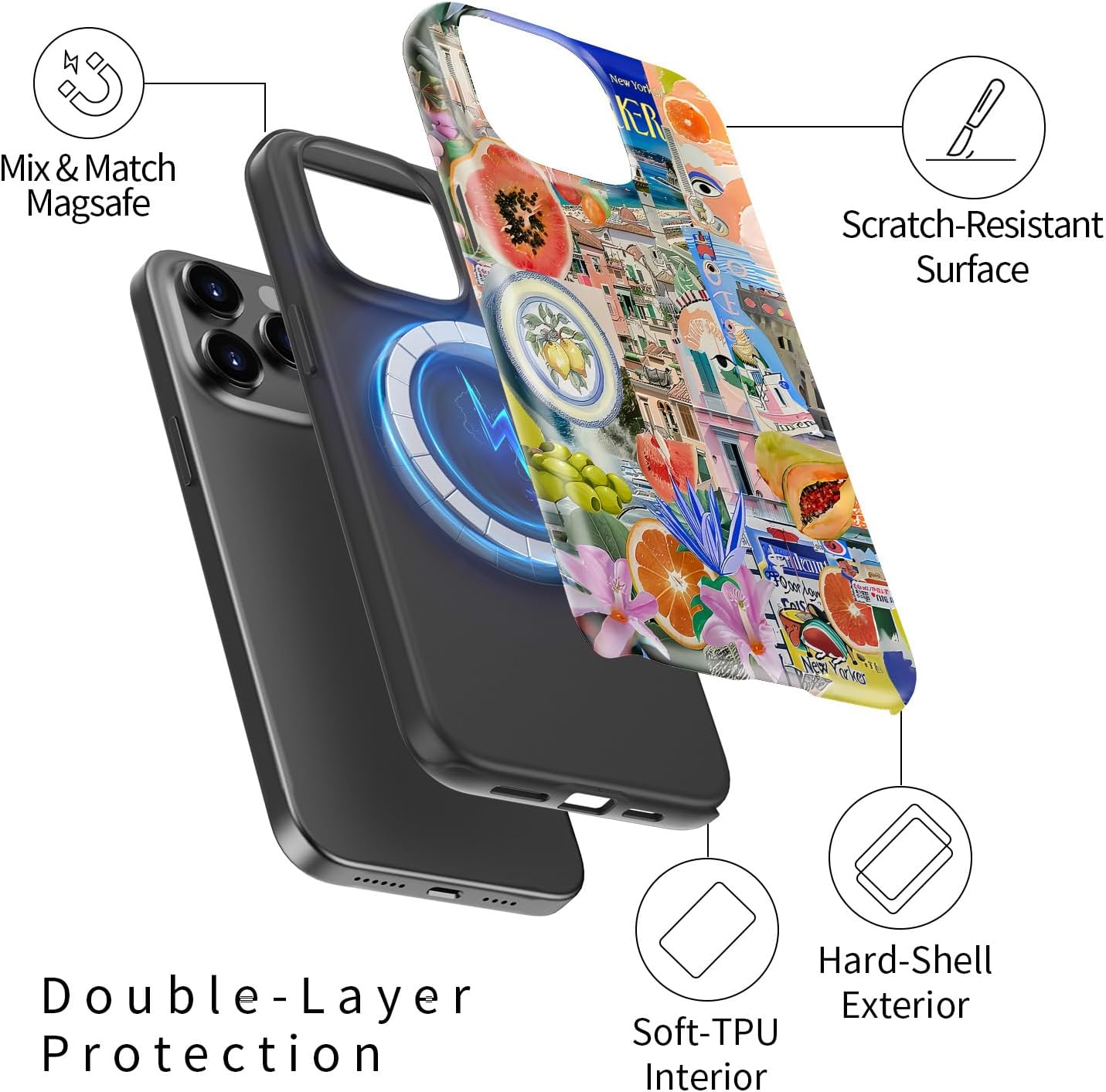 Detalle 2 de DorisMax iPhone 14 Pro Max Case with Wildflower Print and Dual-Layer Design