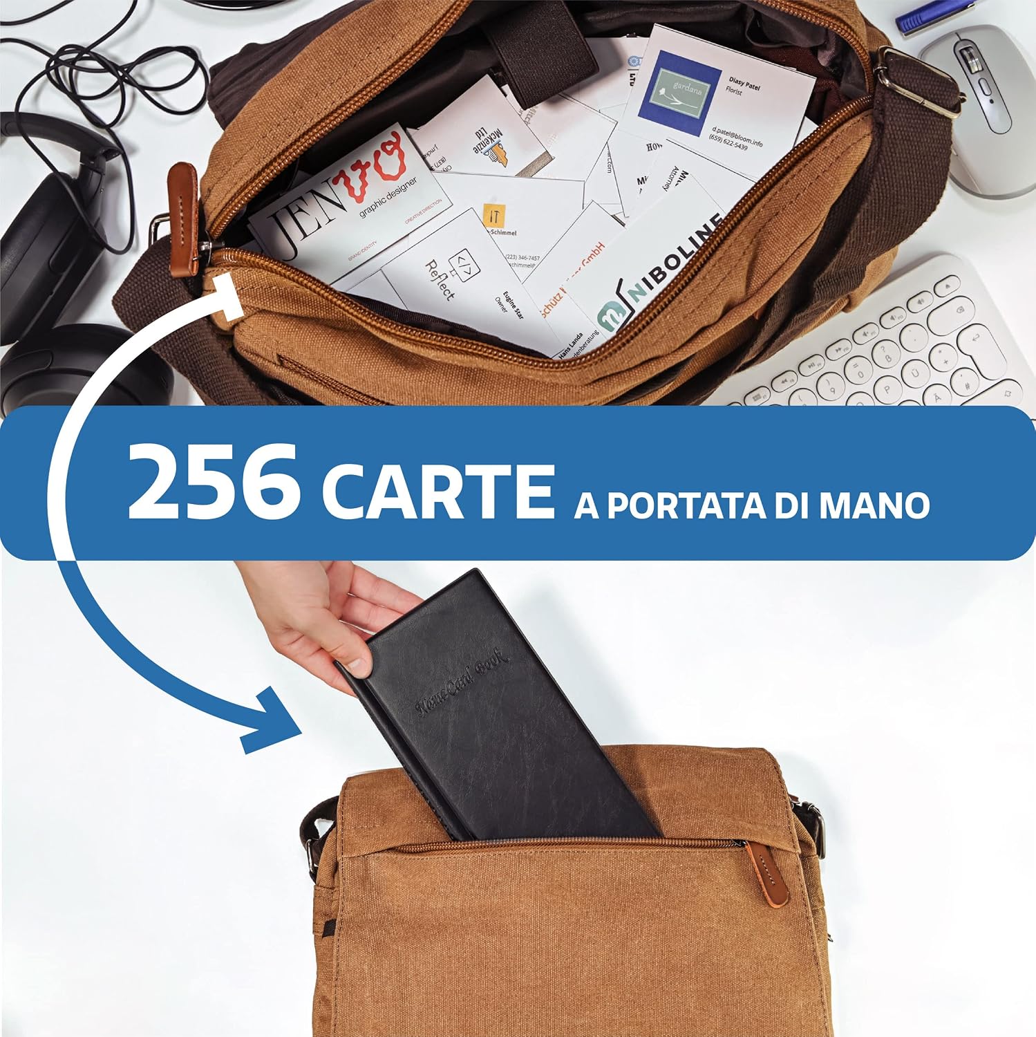 Thumbnail 1 de Praknu porta biglietti da visita con 256 fogli trasparenti, raccoglitore salvaspazio nero