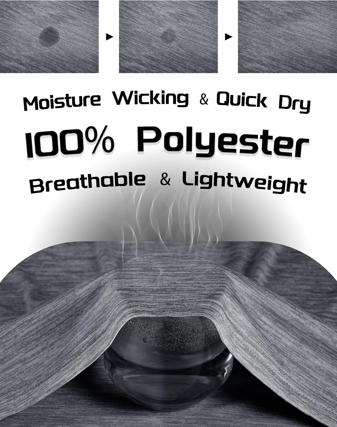 Detalle de MAGCOMSEN Mens T Shirt Gym Running Sport Shirts: Lightweight, Quick-Dry Performance