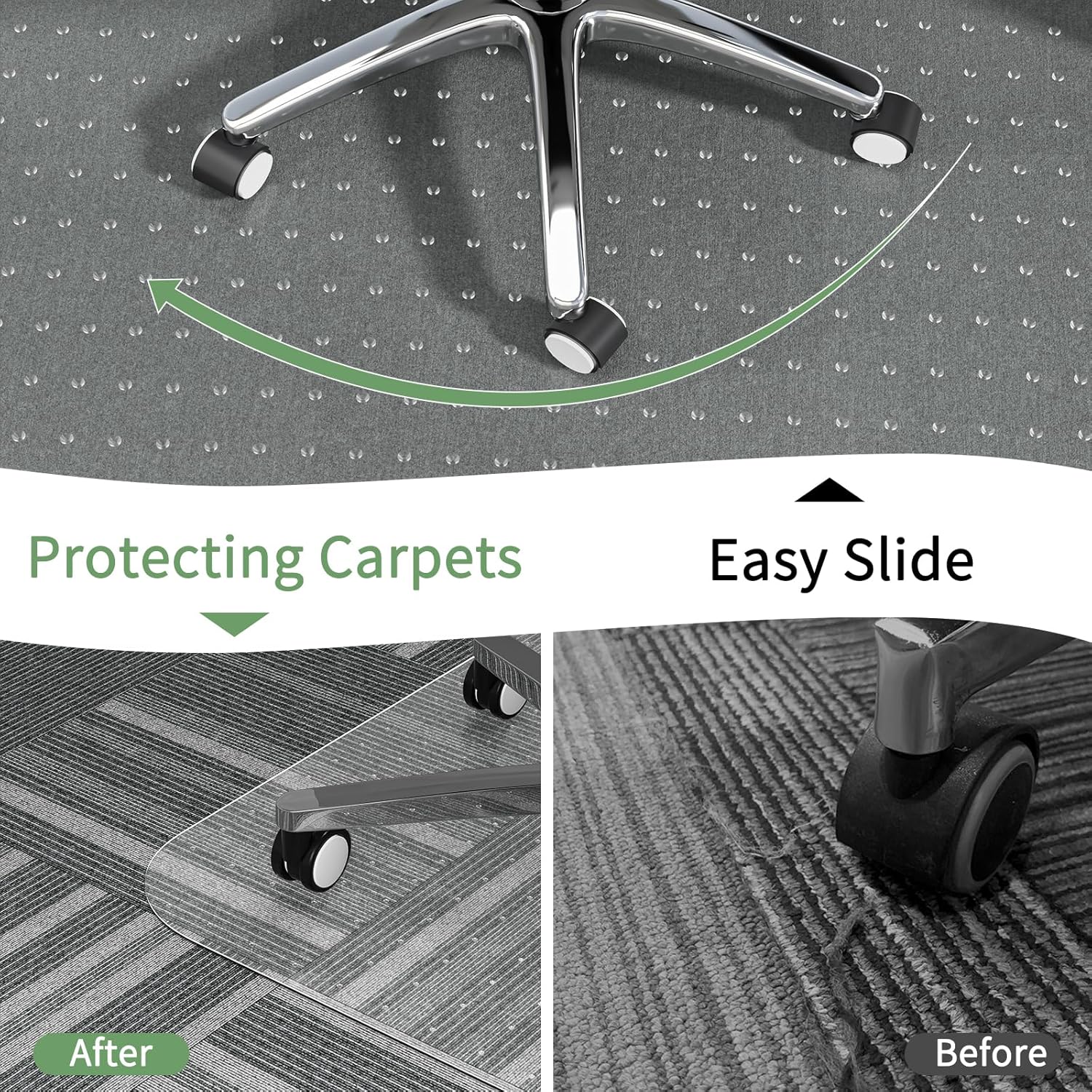 Thumbnail 3 de WASJOYE Office Chair Mat Carpet 90x120 cm – Transparent PVC Carpet Protector for Low-Pile Carpets