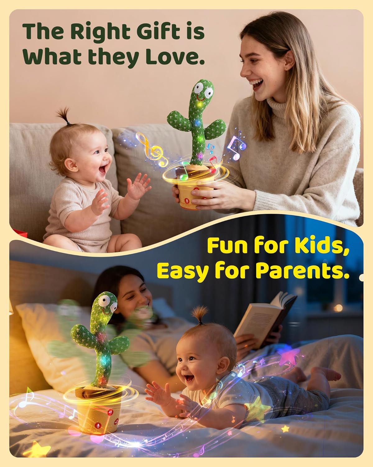 Detalle de Dancing Talking Cactus Baby Toy: 120 English Songs, Voice Recording, and Interactive Dance for Toddlers