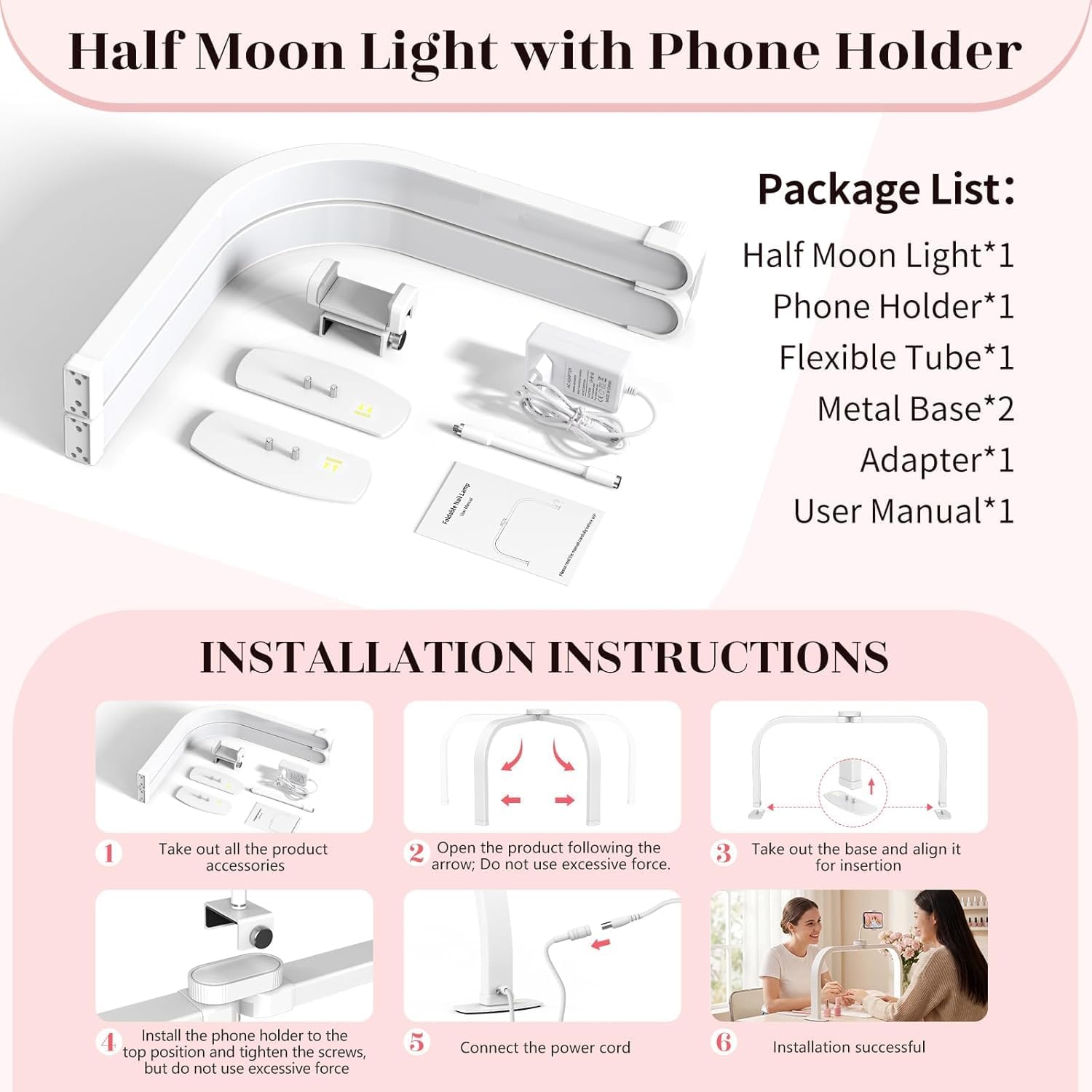 Thumbnail 6 de Yokilly F-700C 29-Inch Half Moon Nail Desk Lamp with 3 Color Modes