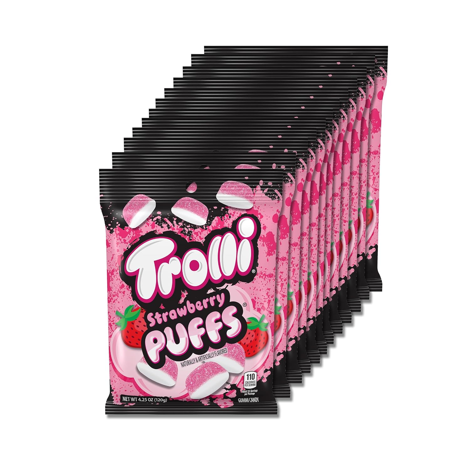 Detalle de Trolli 10020709012569 Strawberry Puffs Sour Gummy Candy, 4.25 oz, 12-Pack