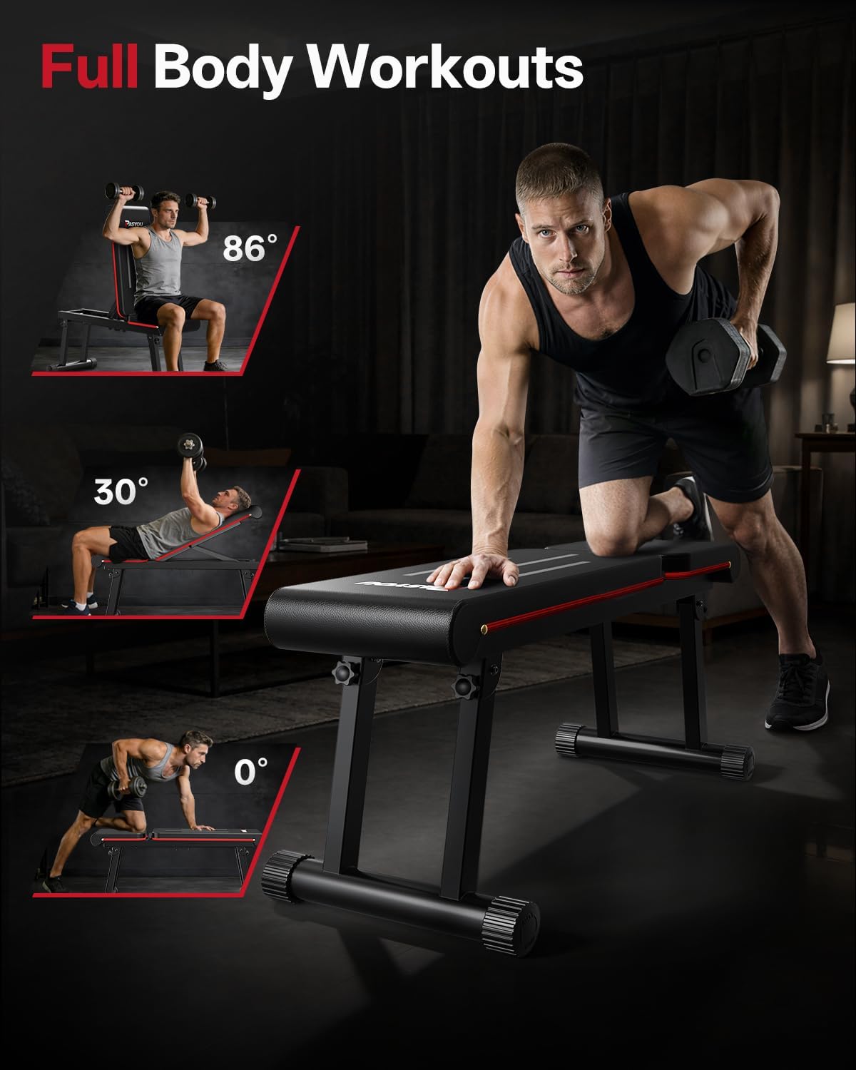Thumbnail 5 de PASYOU Adjustable Weight Bench, Foldable, 660 lb Capacity, Wider Seat