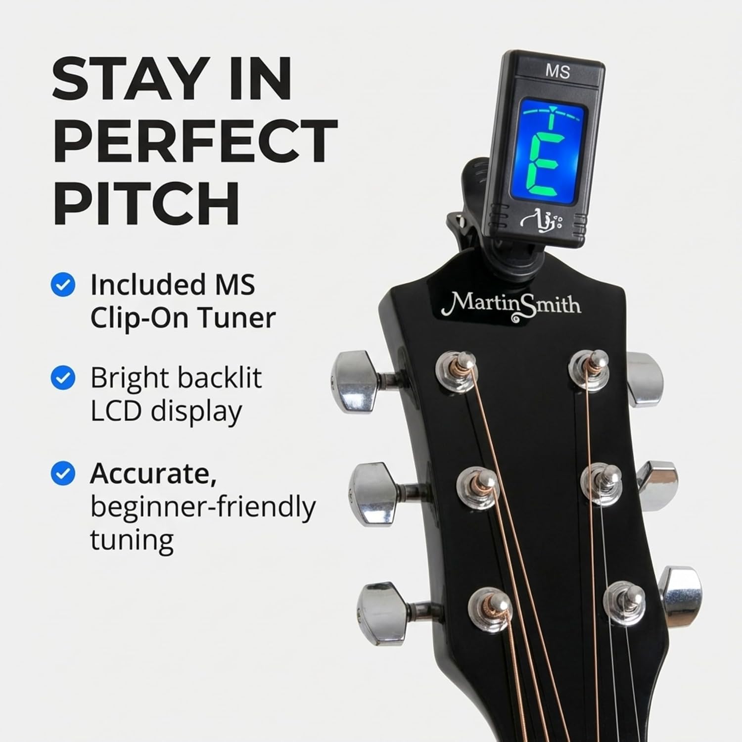 Detalle de Martin Smith Full Size Acoustic Guitar Starter Kit with Stand & Tuner