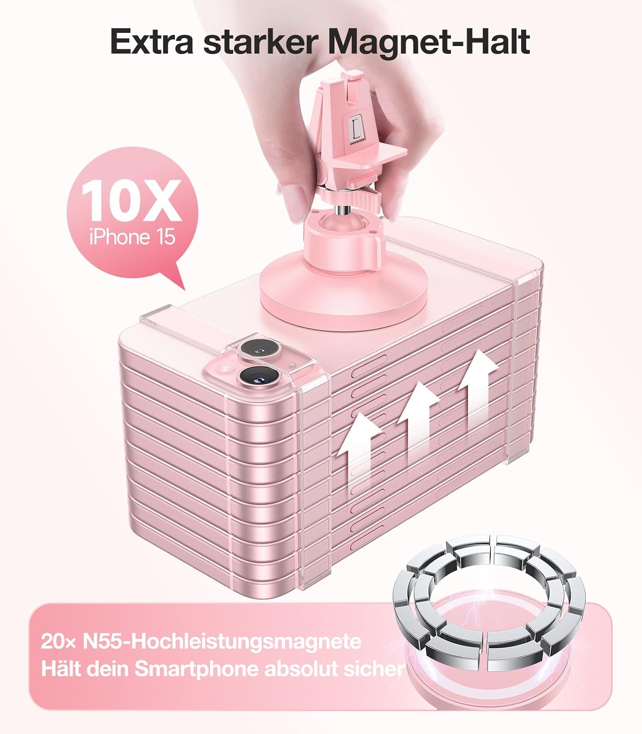 Thumbnail 1 de VICSEED Magnet-Handyhalterung fürs Auto mit 20 xN55 Magnet und 360° Schwenkkopf (für Magsafe & Smartphones)