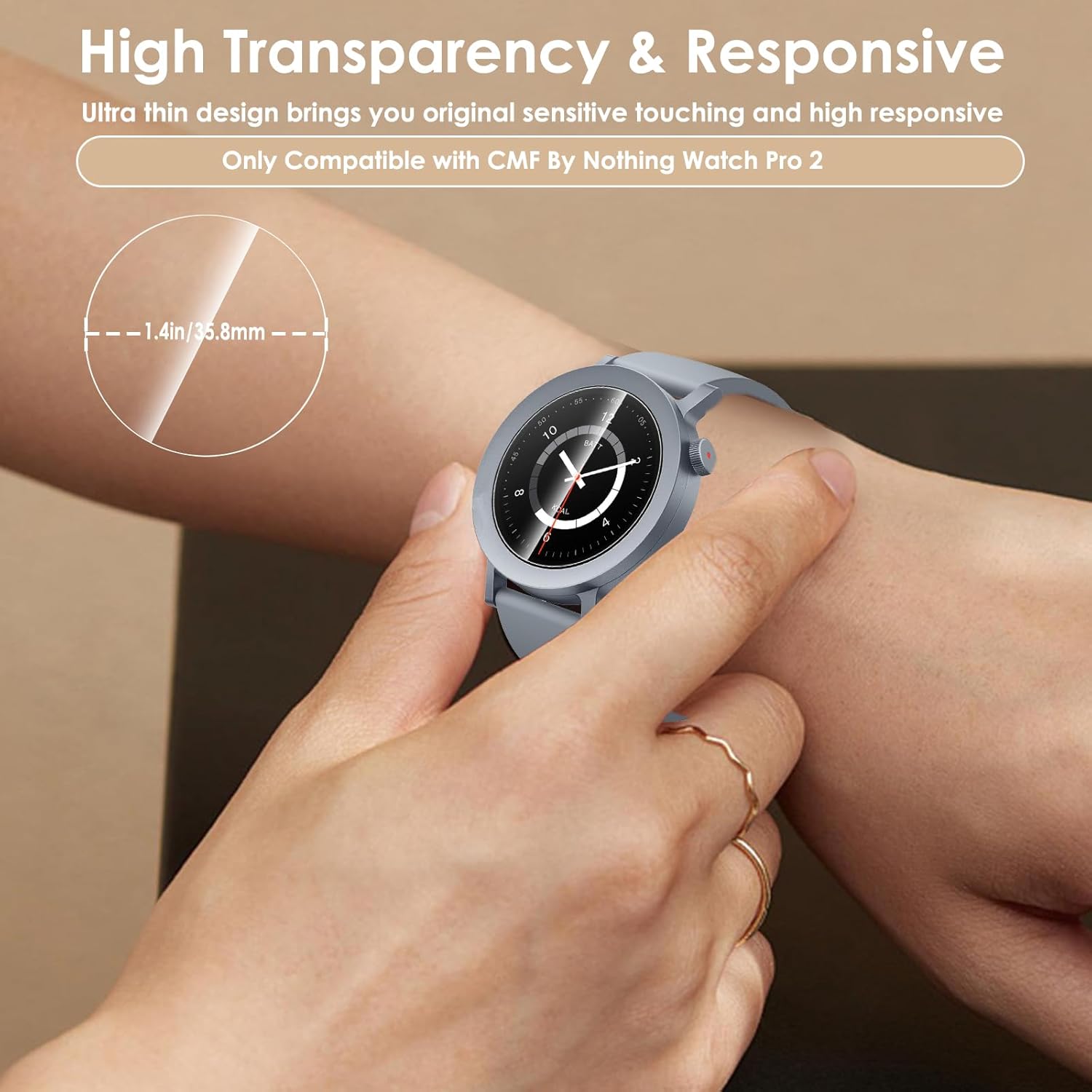 Thumbnail 2 de Hianjoo 6-Pack tempered glass screen protectors for CMF by Nothing Watch Pro 2 (ultra-clear, anti-scratch)