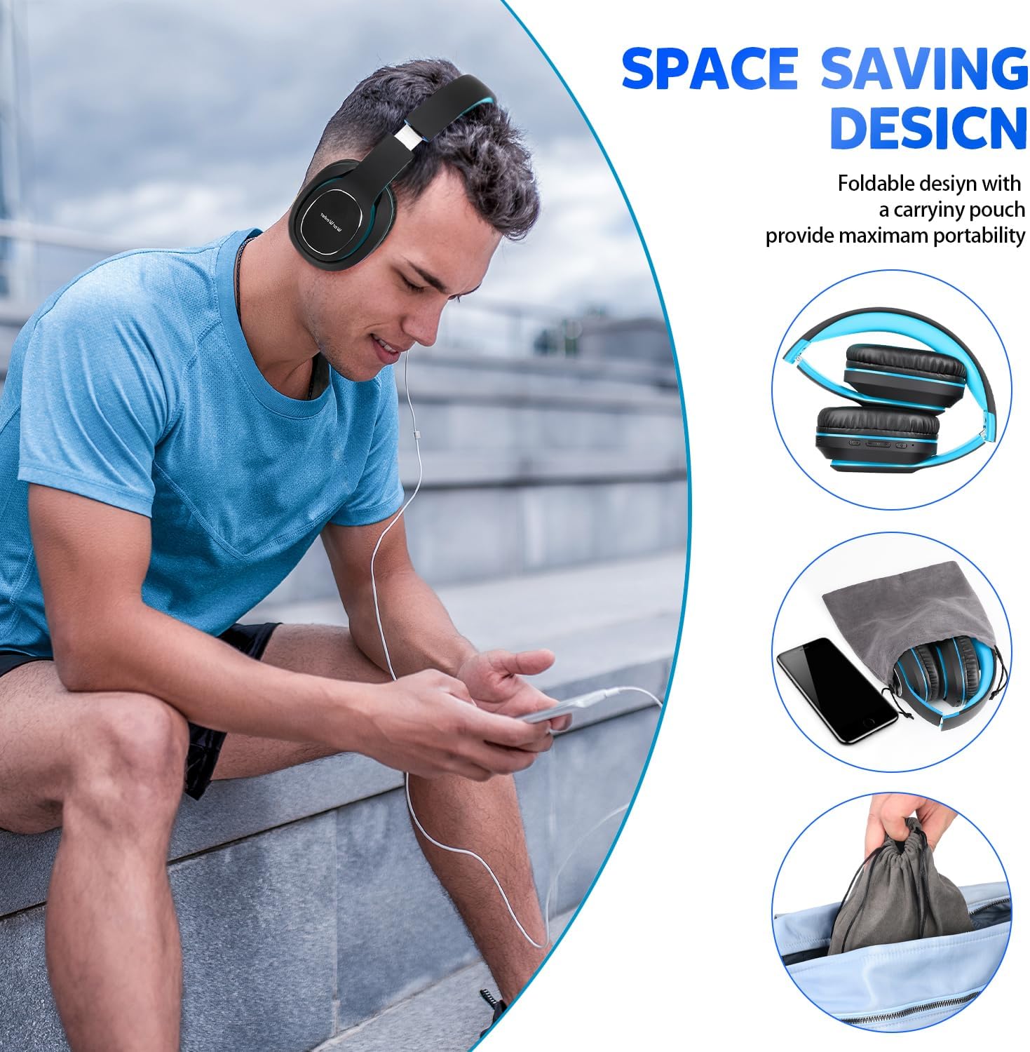 Detalle 1 de WorWoder W-915 Bluetooth headphones 80 hours