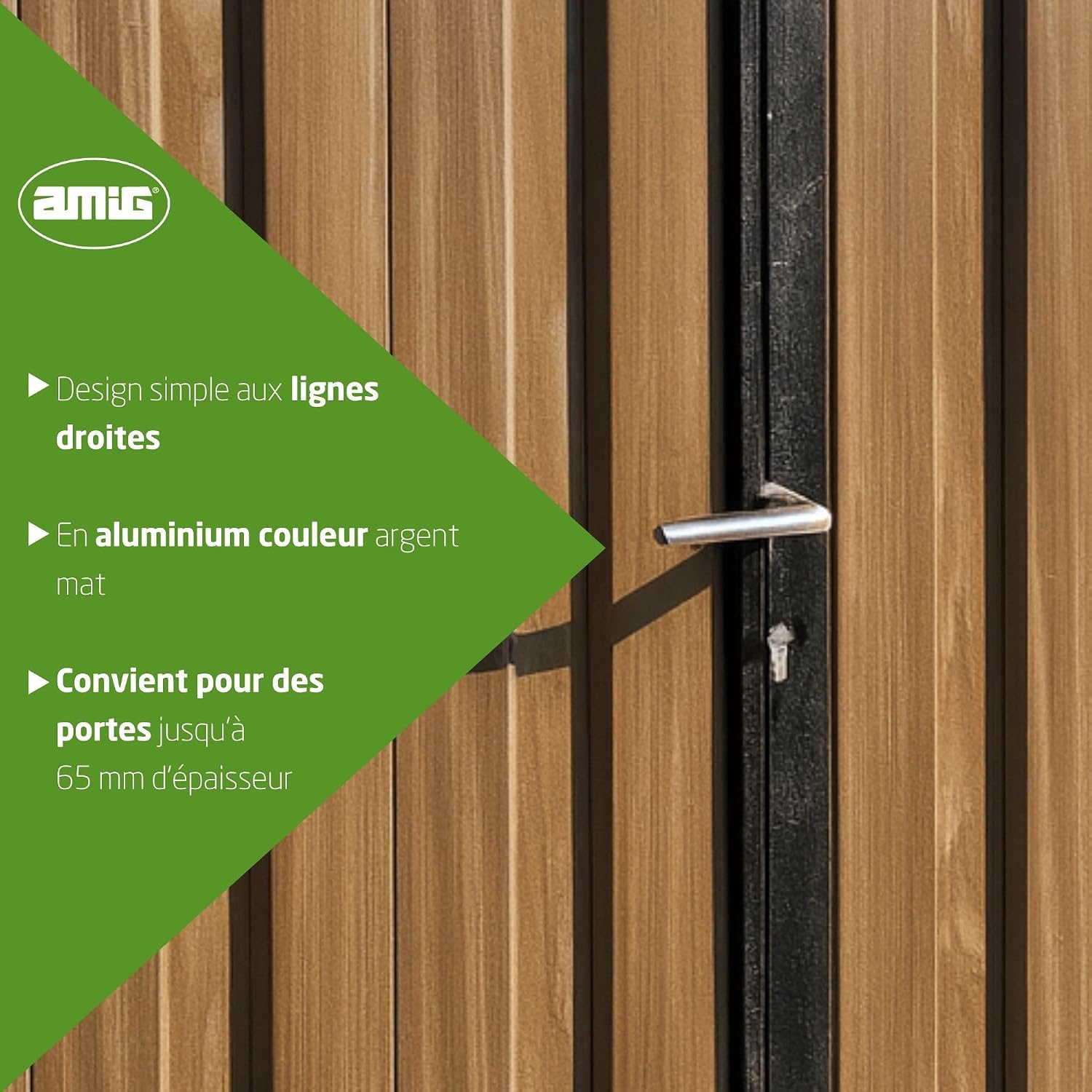 Thumbnail 2 de Amig – Set de poignées sans rosace en aluminium finition argentée mate, 130 x 61 mm, carré 8 mm, pour portes 35–65 mm (Mod. 2113)