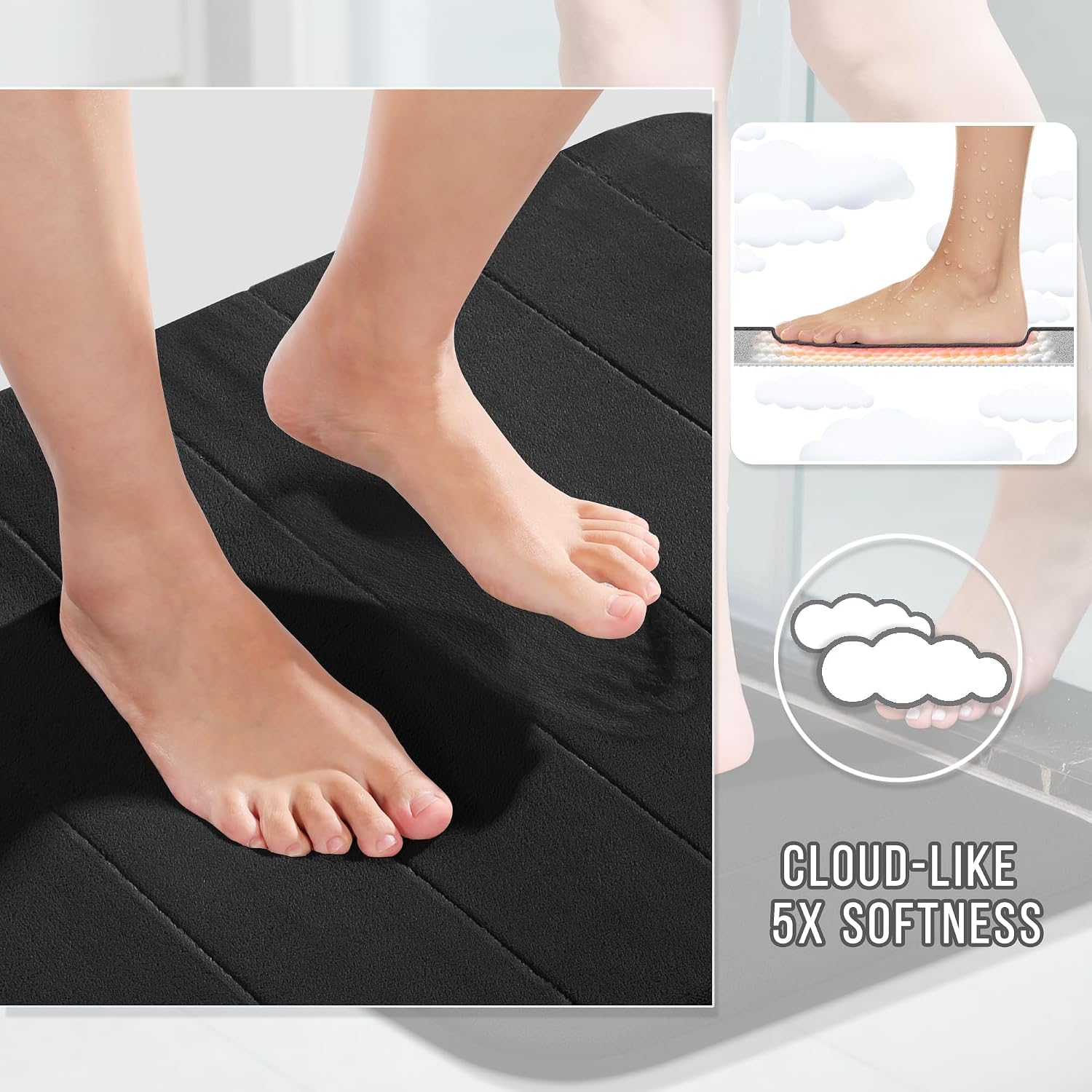 Detalle 1 de Yimobra Memory Foam Bath Mat Set 3 Pieces
