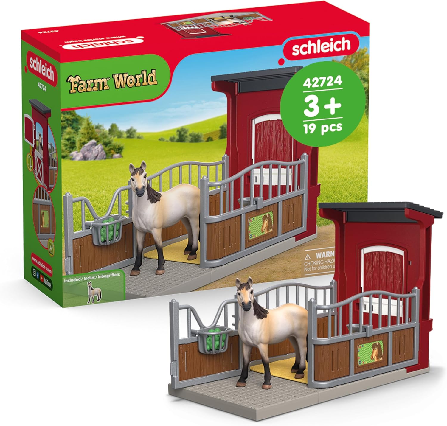 Schleich 42724 Coffret Farm World : box avec jument Mustang (dès 3 ans), 19 pièces