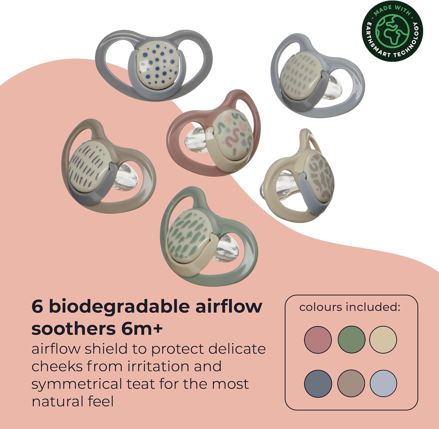 Thumbnail 1 de Vital Baby Soothe Airflow Dummies 6-18m+: Symmetrical Teat, Skin-Friendly, Day & Night Soothers (6 Pack)
