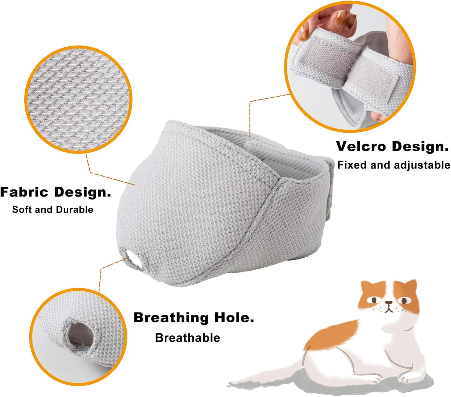 Thumbnail 2 de OHCOZZY Cat Muzzle with Breathable Mesh (Grey, M) – Safe Grooming for Biting or Licking