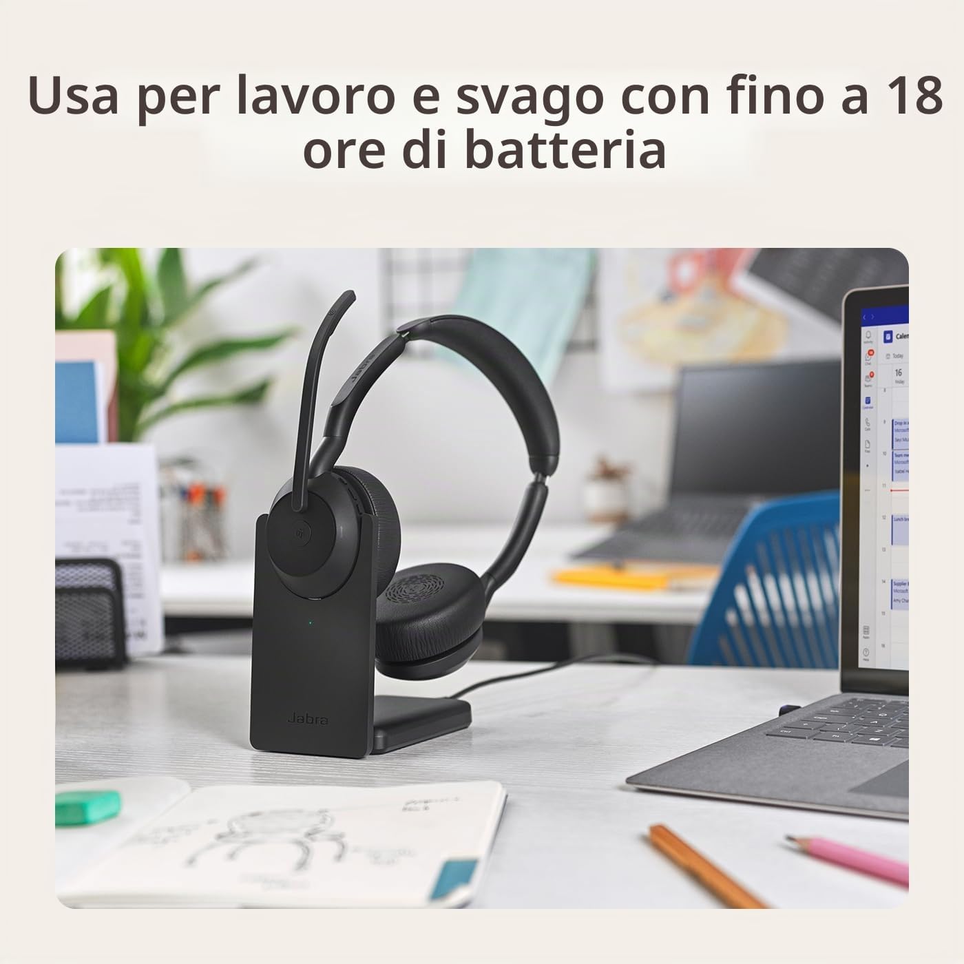 Thumbnail 6 de Jabra Evolve2 55: cuffie wireless con base di ricarica e dongle USB-C per conference su tutte le piattaforme