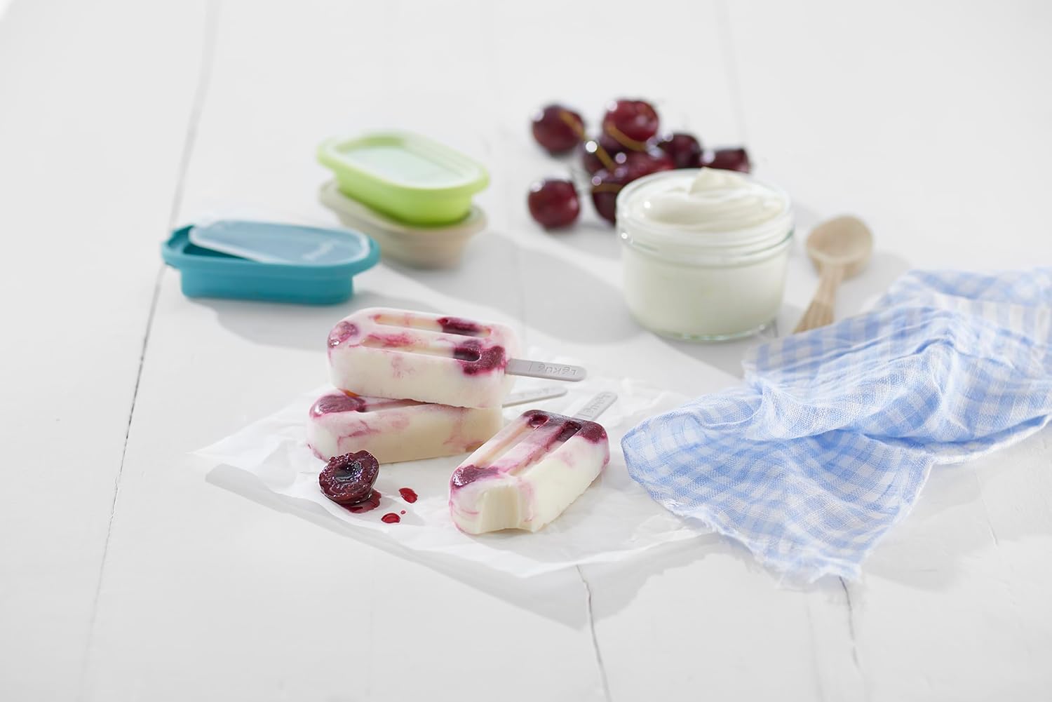 Detalle de Lékué Set per mini ghiaccioli impilabile in silicone Mediterraneo, 6 unità