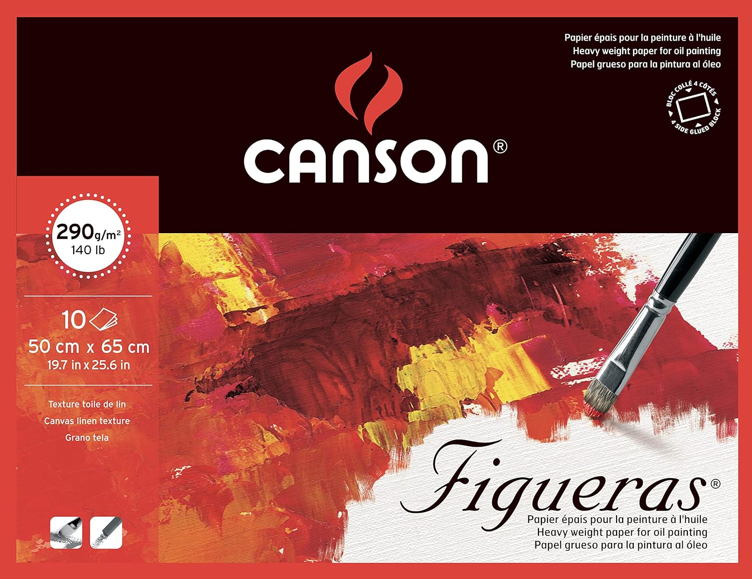 Thumbnail 3 de CANSON Figueras Bloc 10 feuilles – papier blanc pour huile, grain lin 24 x 33 cm, 290 g/m²