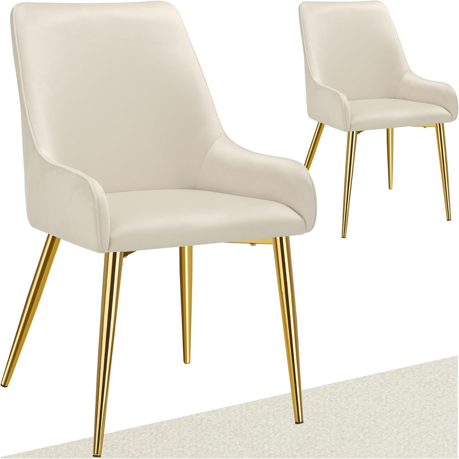 Detalle de tectake Avane 405476 matstolar i sammet, beige 2-pack, vadderade, 120 kg