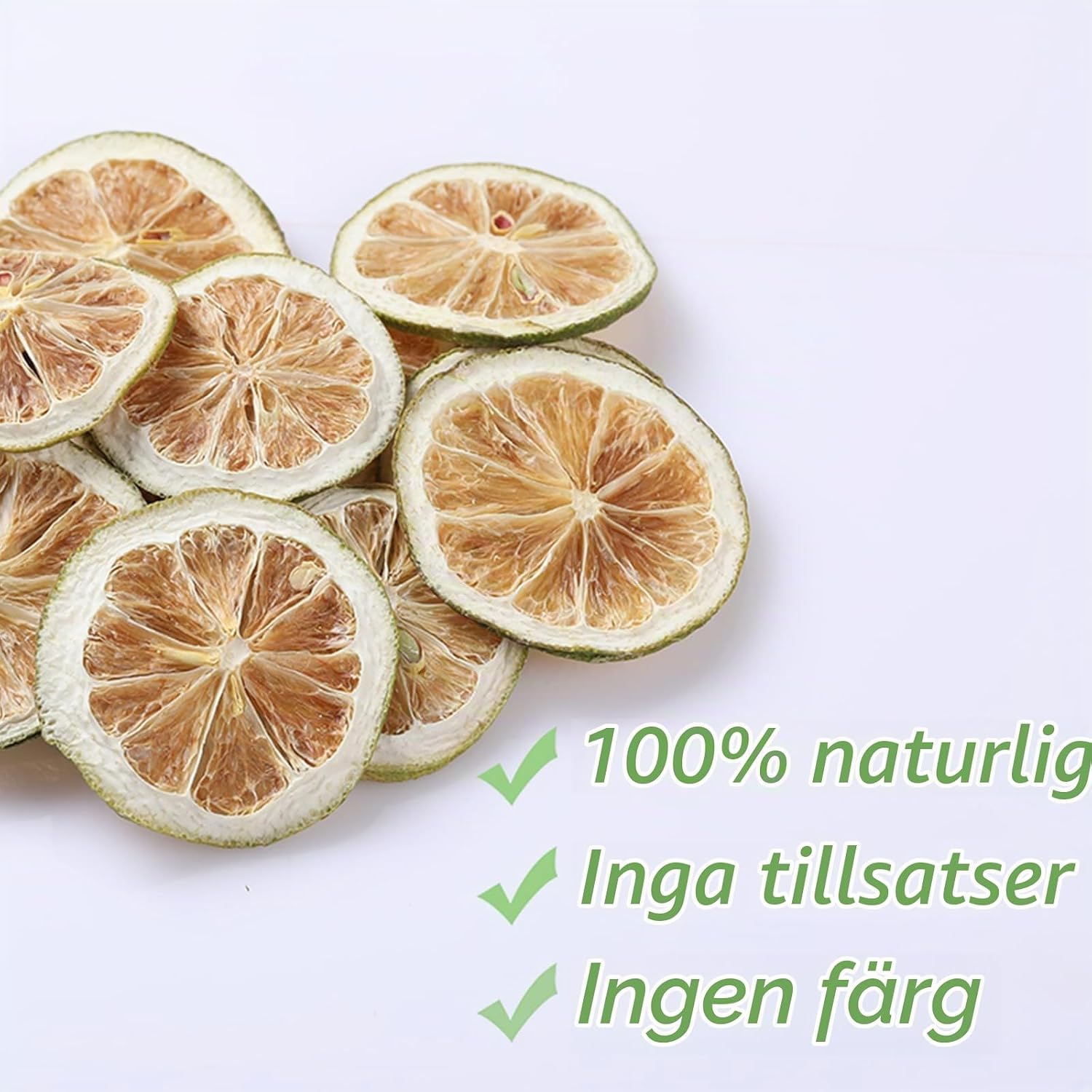 Detalle 2 de Torkade limeskivor 80 g utan tillsatt socker för drinkar och bakverk