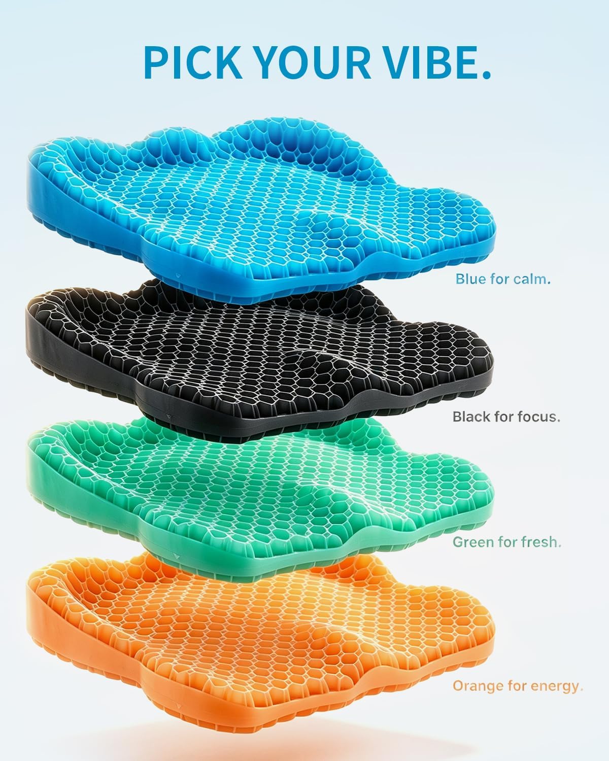 Detalle de RARIRO hudie-xcclan Gel Seat Cushion, Breathable Honeycomb Design, Blue